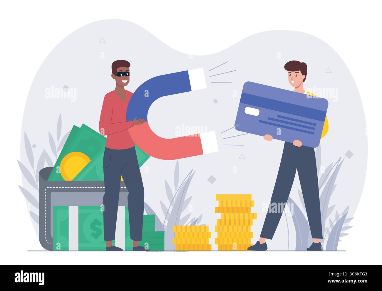 Hacker Diebstahl von Kreditkartendaten Konzept. Vektorabbildung Stock Vektor