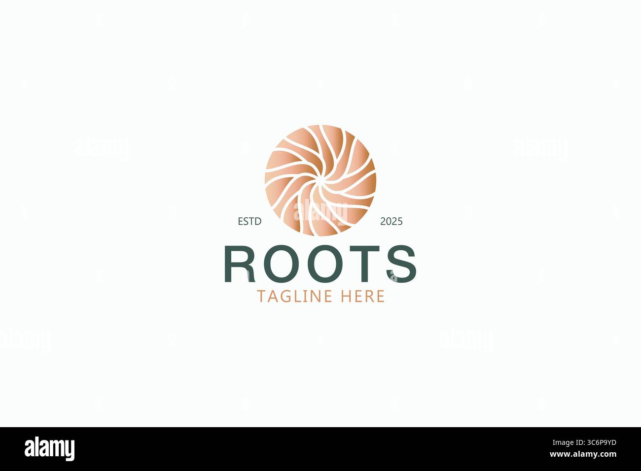 Abstraktes Roots-Logo auf kreisförmiger Luxusmarke Stock Vektor