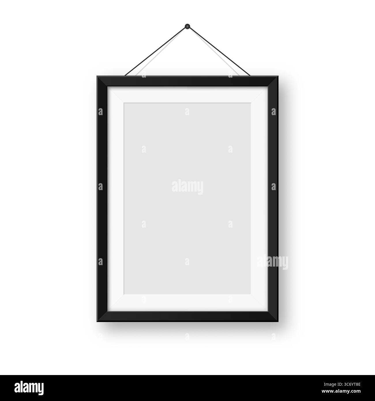 Realistische Sammlung von leeren schwarzen Bilderrahmen. Modernes Postermockup für Kunstwerke, Fotografien oder Werbung. Perfekt für Kunstgalerien und Innenräume Stock Vektor