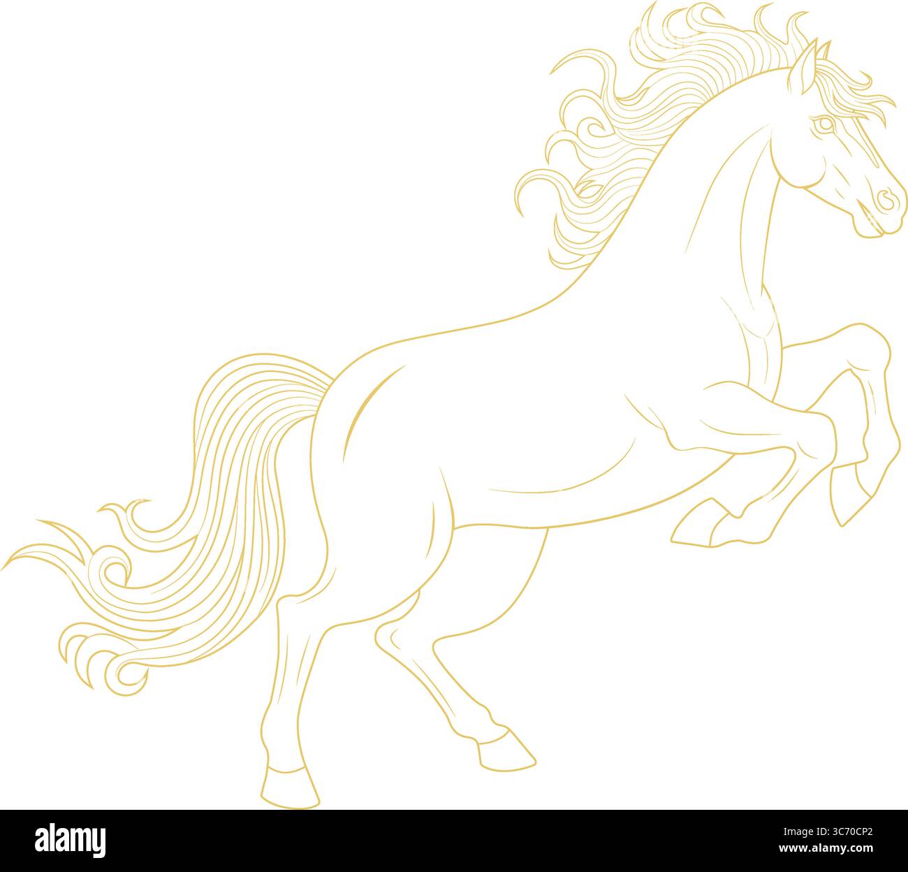 Vektor-goldene Linie Illustration des Pferdes Stock Vektor