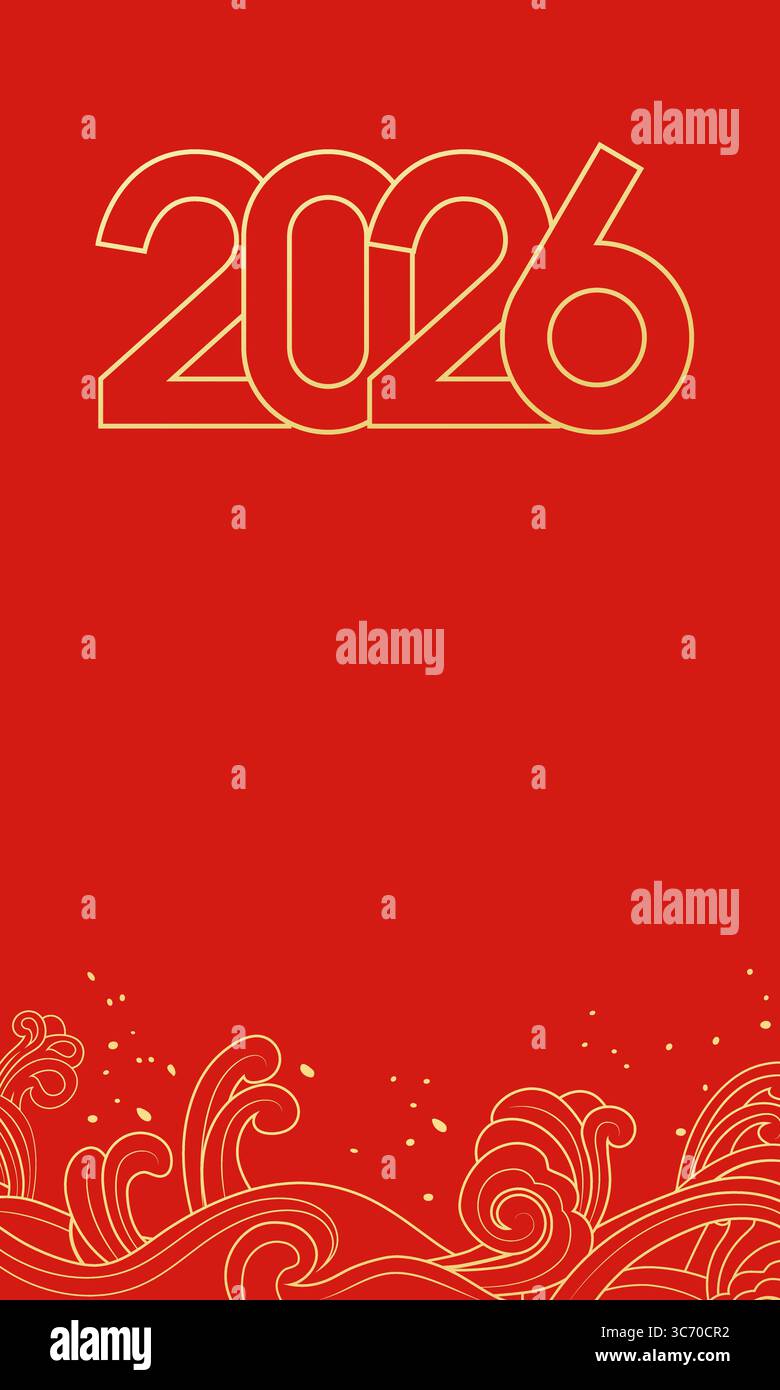 Rotes Cover für das chinesische Jahr des Pferdes 2026 Stock Vektor