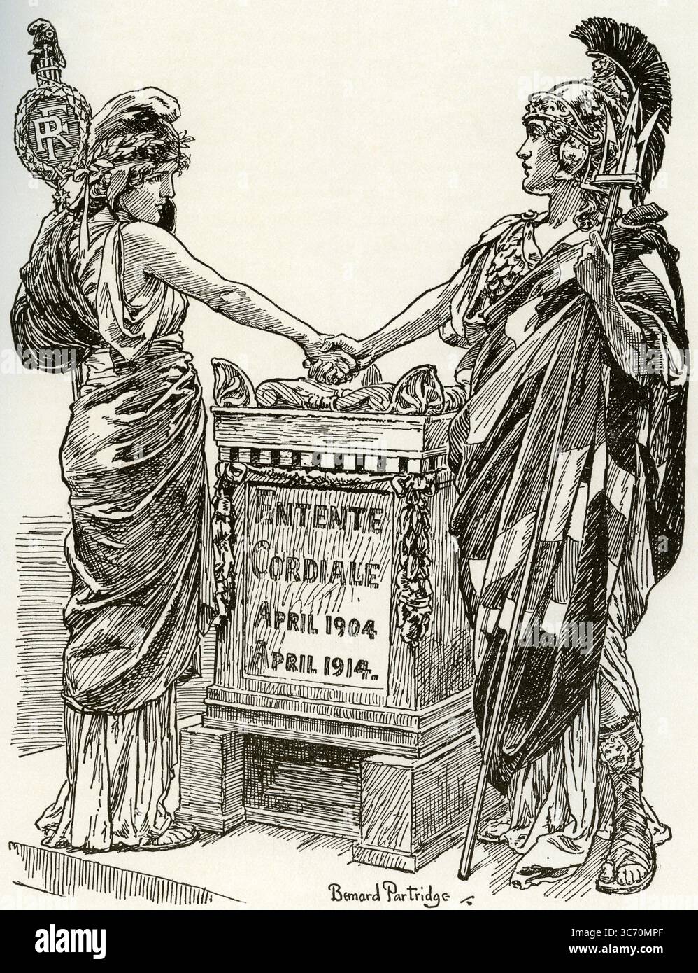 Entente cordiale April 1904 April 1914 nach zehn Jahren : satirischer Cartoon aus dem Punch Magazine von Bernard Partridge Stockfoto