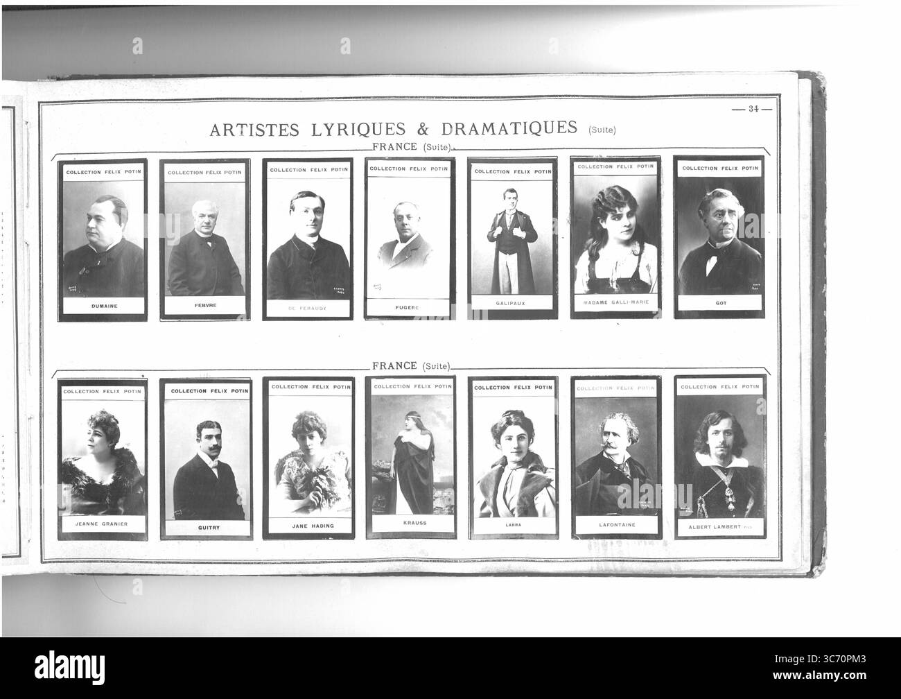 SAMMLUNG FELIX POTIN ARTISTES LYRIQUES & DRAMATIQUES (oberste Reihe l-r) FRANKREICH: Dumaine (Francois) 1831-1893 1861 1842 - Febvre (Frederic) - Feraudy (maurice de) 1859 - Fugere (Lucien) 1848 - Galipaux (Felix) 1860 - Madame Galli-marie 1840 - GOT (Edmond) 1822-1901 (unterste Reihe l-r) FRANKREICH: Granier (Jeanne) 1852 - Guitry (- Lauss (Loucien) 1835 - Lauss (1876 - Lauss (Loucien) (1860 - Albert Lauss) (Loucien) (1824-1898 - Lauss 1865) Stockfoto