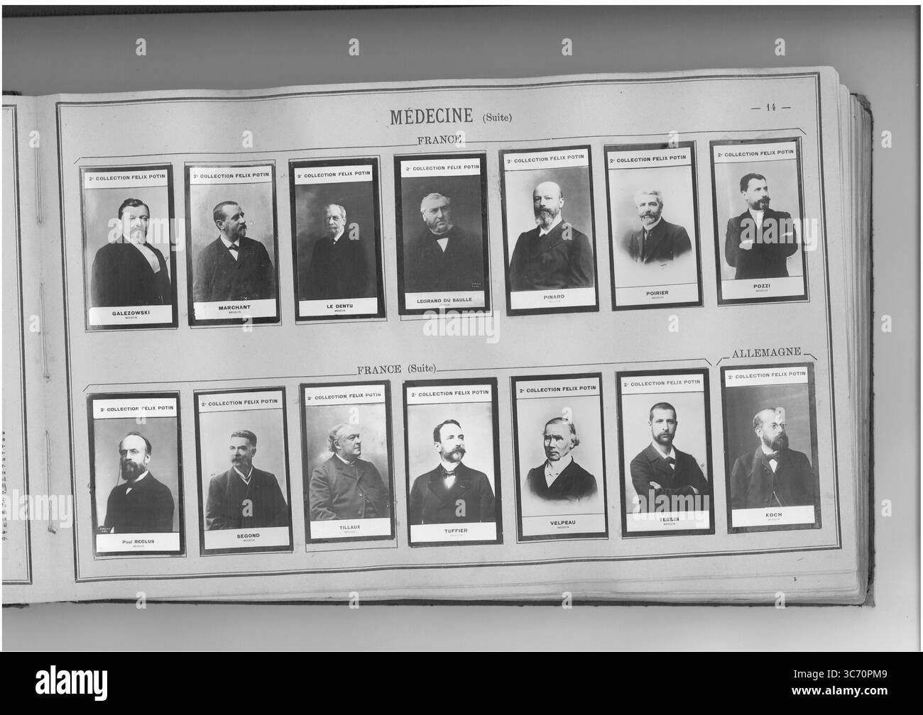 SAMMLUNG FELIX POTIN MEDECINE (oberste Reihe l-r) FRANKREICH: Galezowski (Xavier) 1833-1907 1834-1904 1857 - Gerard-Marchant (Joseph) 1850-1903 1795-1868 - Le Dentu (Alfred) 1841 1860 - Legrand du Saulle (Henry) 1830-1886 - Pinard (Adolphe) 1844 - Poirier (Paul) 1853-1907 - Pozzi (Jean-Samuel) 1846 (unterste Reihe l-r) FRANKREICH: Reclus (Paul) 1847 - Segond (Paul) 1851 1843 Stockfoto