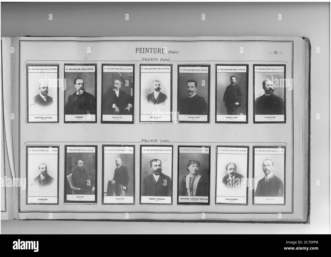 SAMMLUNG FELIX POTIN PEINTURE (oberste Reihe l-r) FRANKREICH: Bastien-Lepage (Jules) 1848-1884 - Benner (Jean) 1836 - Billotte (Rene) 1846 1846-1902 - Brouillet (Andre) 1857 - Cain (Georges) 1856 - Cain (Henri) 1859 - Chartran (Theobald) 1845 (unterste Reihe l-r) Comerre (leon) 1850 - Cottet (Charles) 1863 - Dantan (Edouchame (edouchon) 1848-1897 - 1859 - edouchon (edouchon (edouchon) (edouchon) 1847 - Edouchame) edouchon (edouchon 1843) Stockfoto