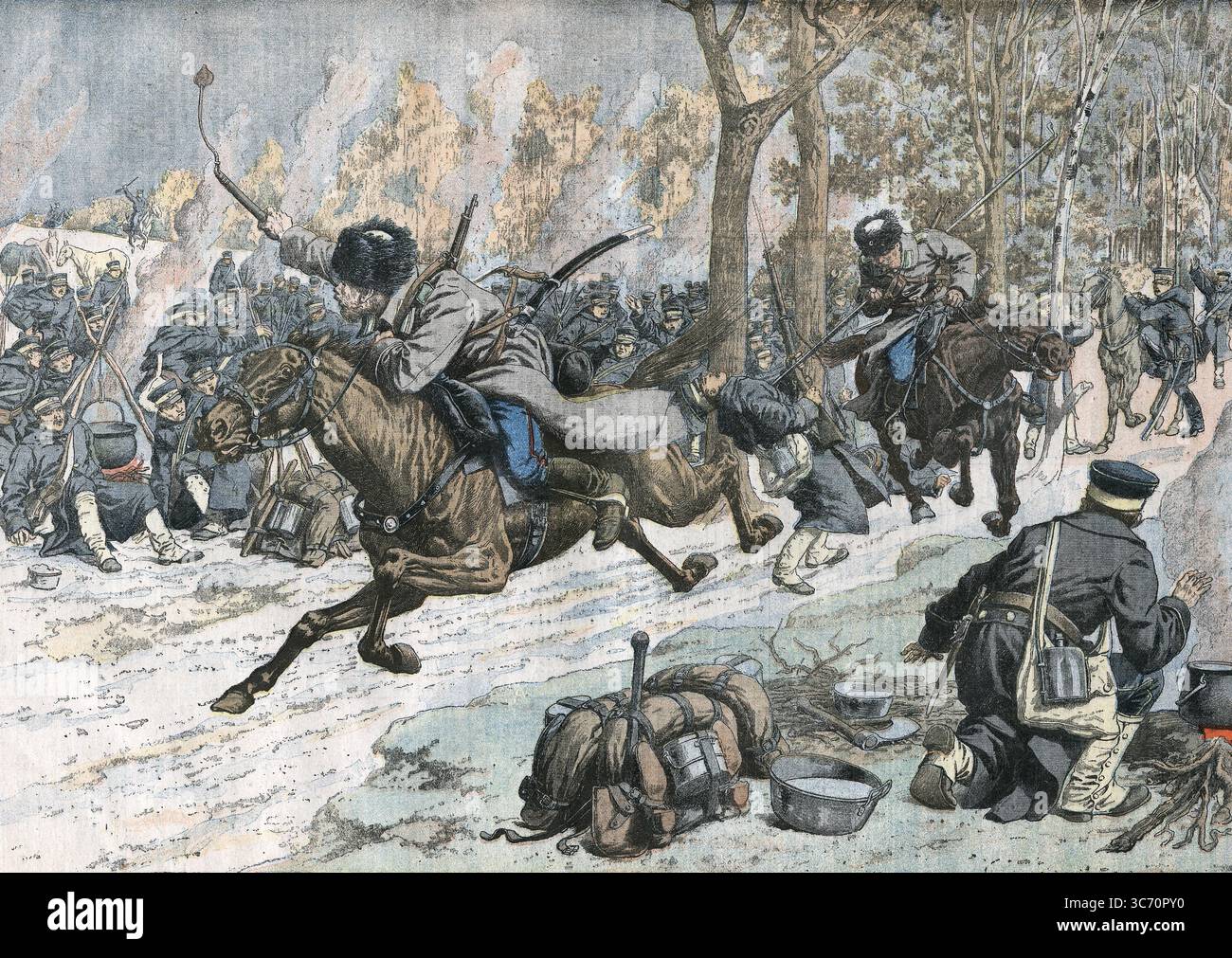 Mandschurei 29. Mai 1904. Russisch-Japanischer Krieg. Mutige Russen, die nach Port Arthur fahren. Stockfoto