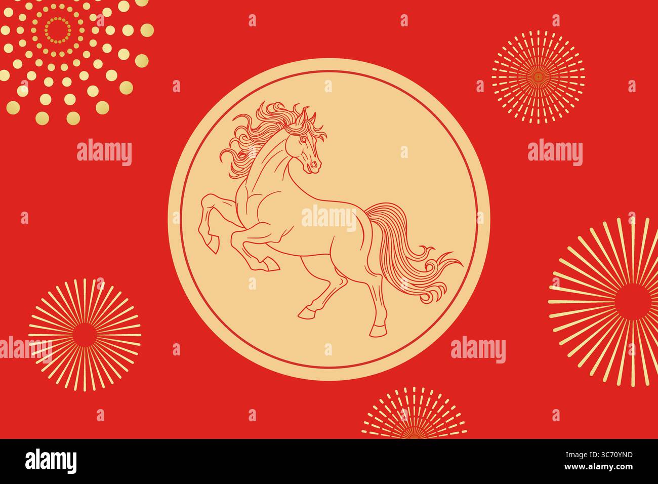 Rotes Cover für das chinesische Jahr des Pferdes Stock Vektor