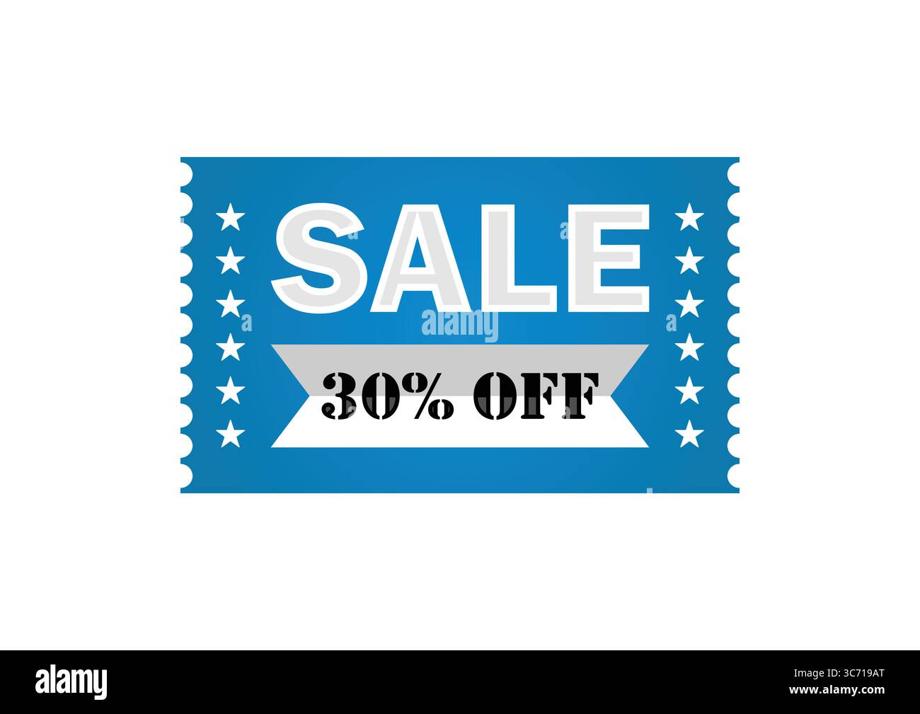 Angebot – 30 % Rabatt Auf Blue Banner-Werbeaktion Stock Vektor