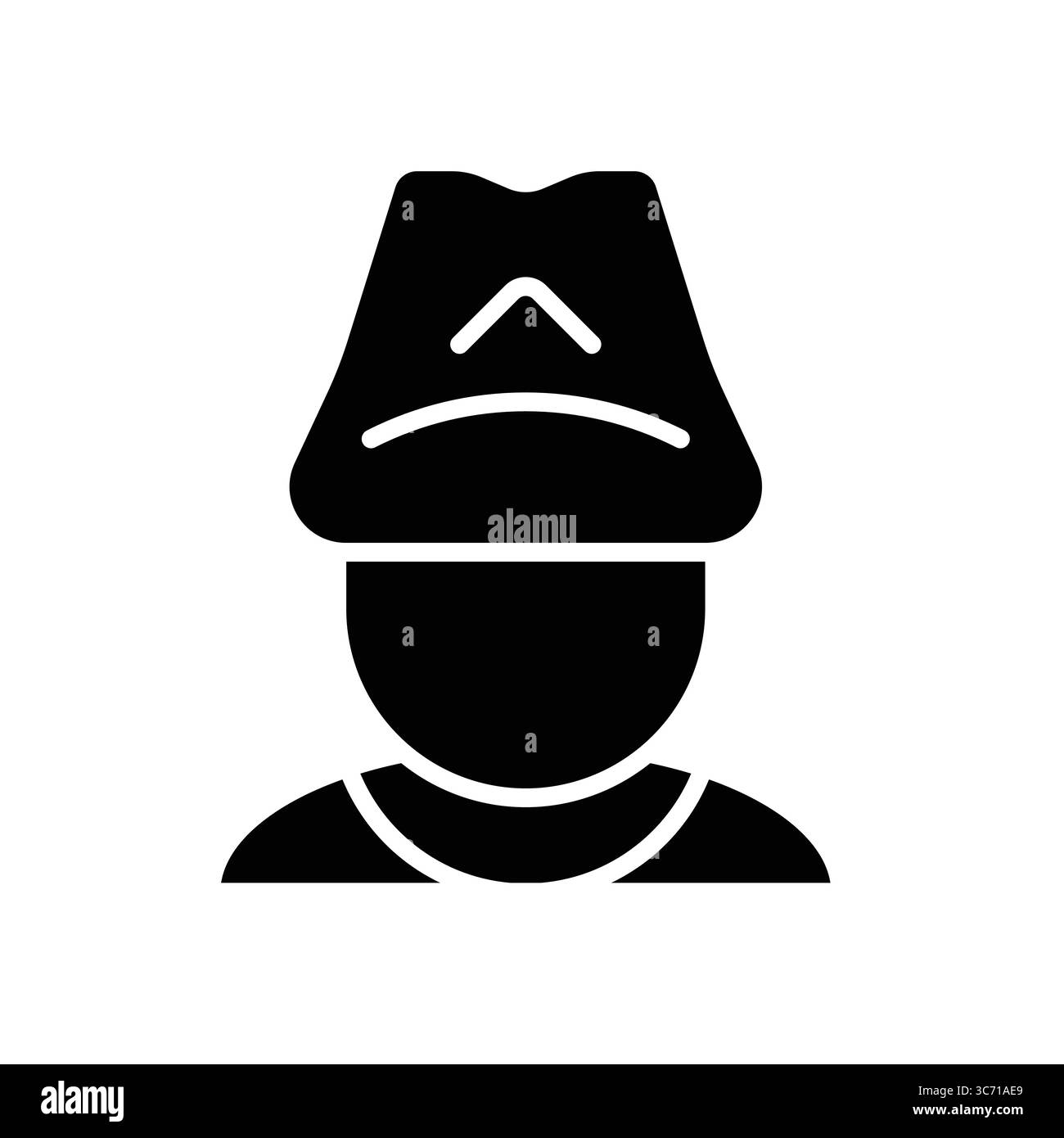 Diese Illustration zeigt eine Silhouette einer Person mit traditionellem Hut und Hemd, die kulturelle Identität und Stil in einem einfachen, handwerklichen Stil symbolisiert Stock Vektor