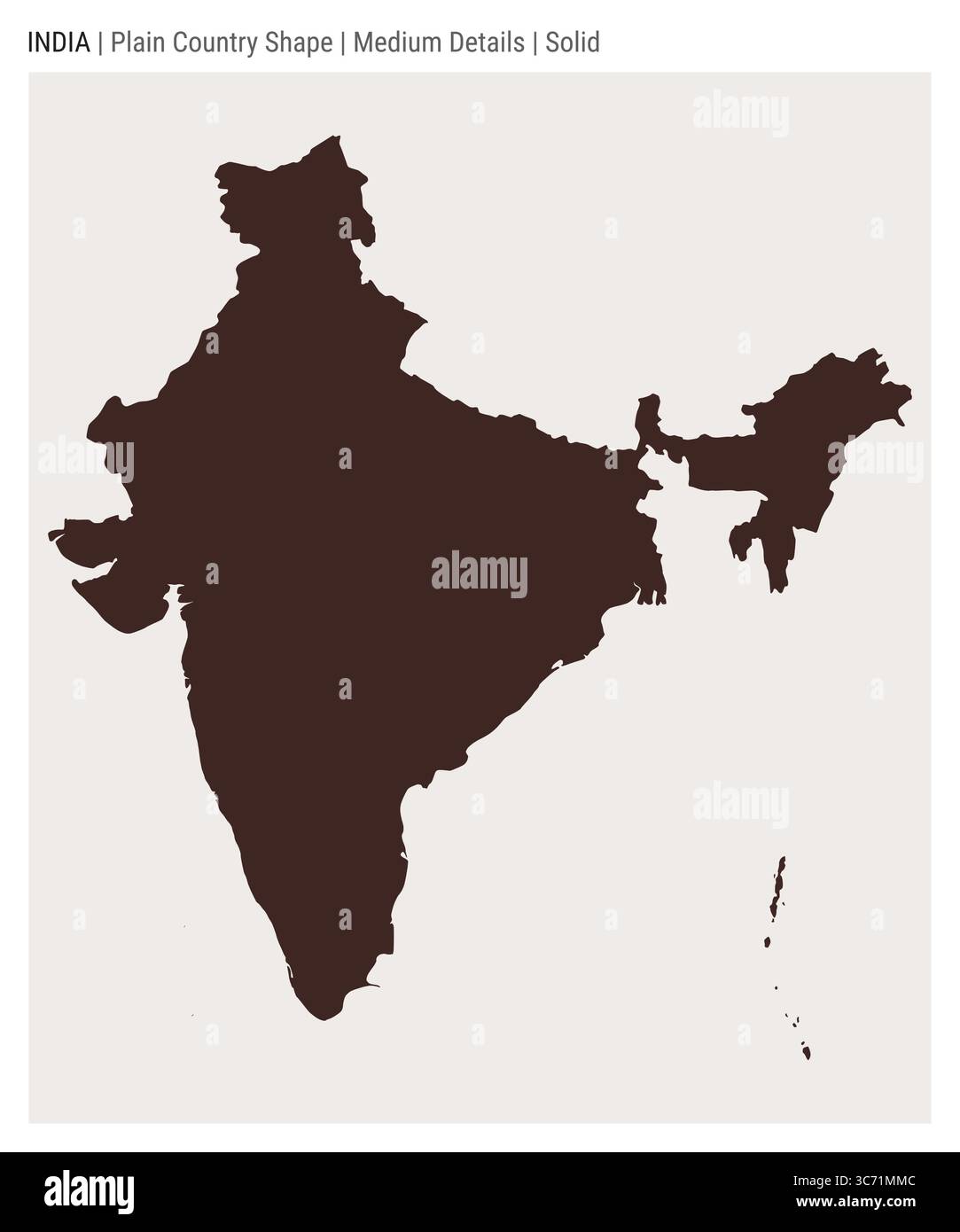 Indische Landkarte. Mittlere Details. Solide Ausführung. Die Form Indiens. Vektorabbildung. Stock Vektor