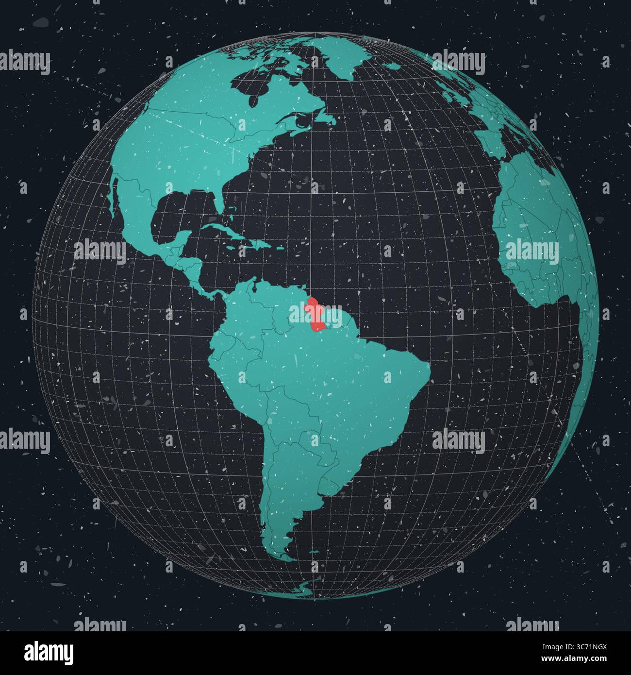 Kooperative Republik Guyana auf Globe. Vintage-Look mit zerkratzter Grunge-Textur. Stock Vektor