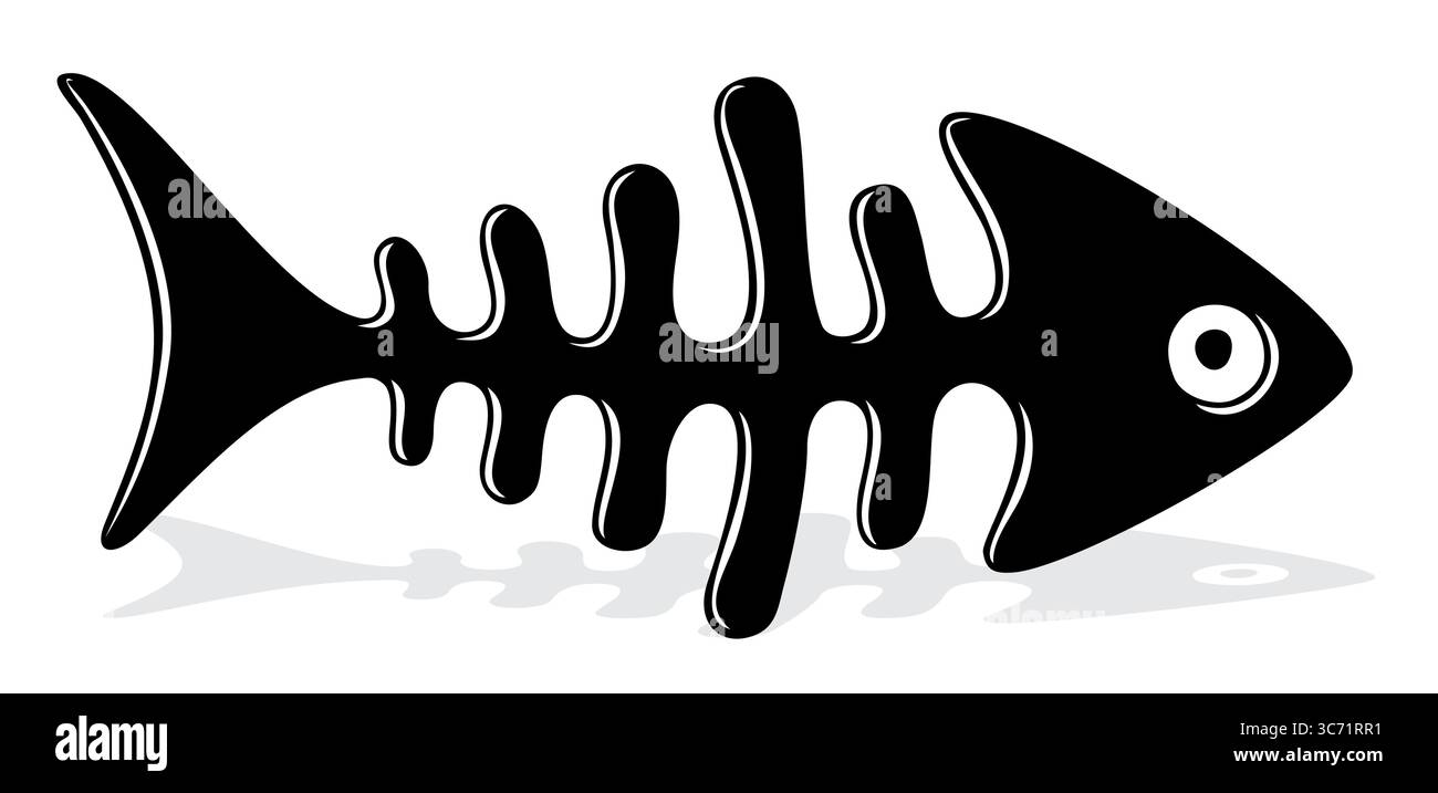 Skelett räuberischer Seefisch. Stock Vektor