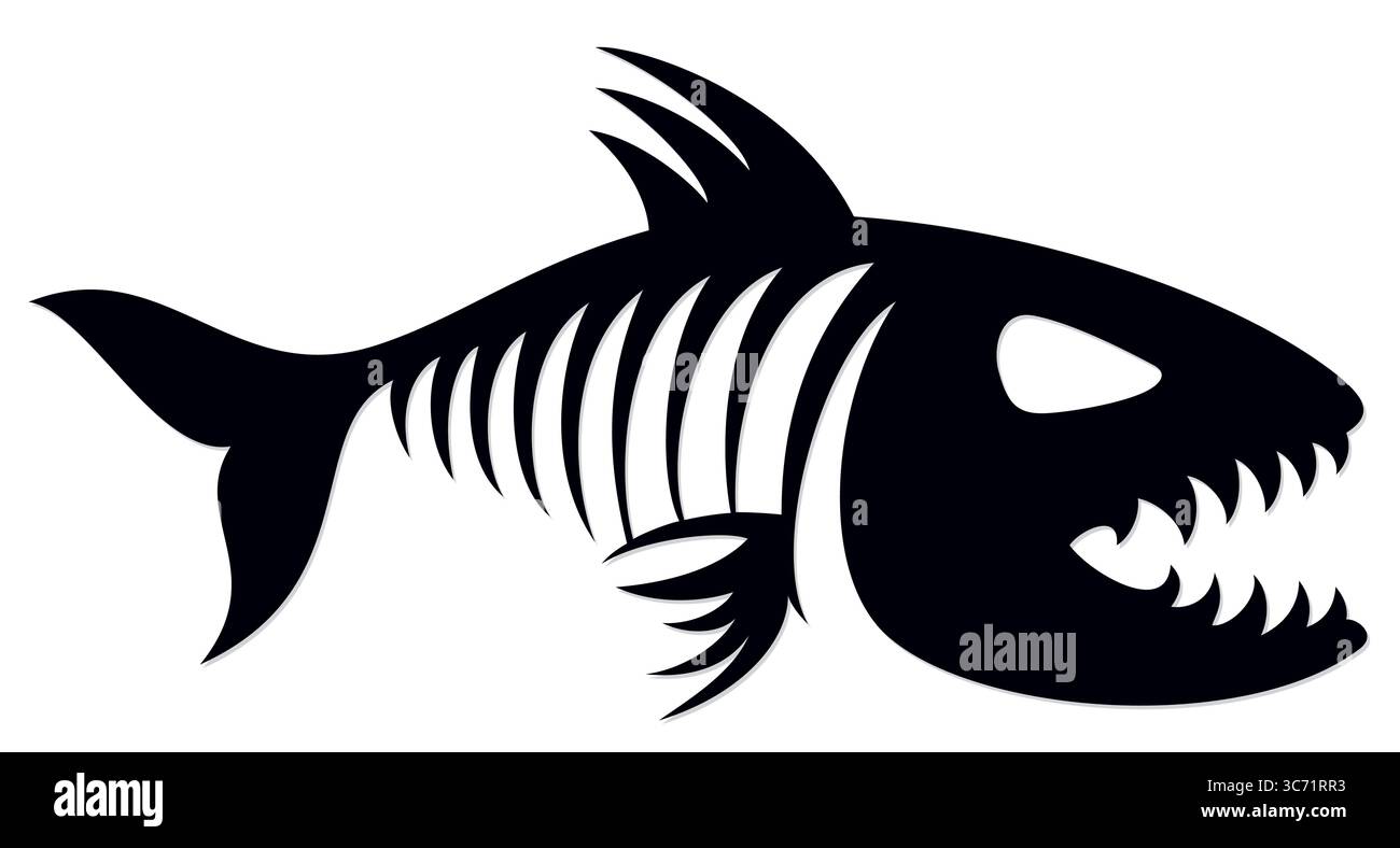 Skelett räuberischer Seefisch. Stock Vektor