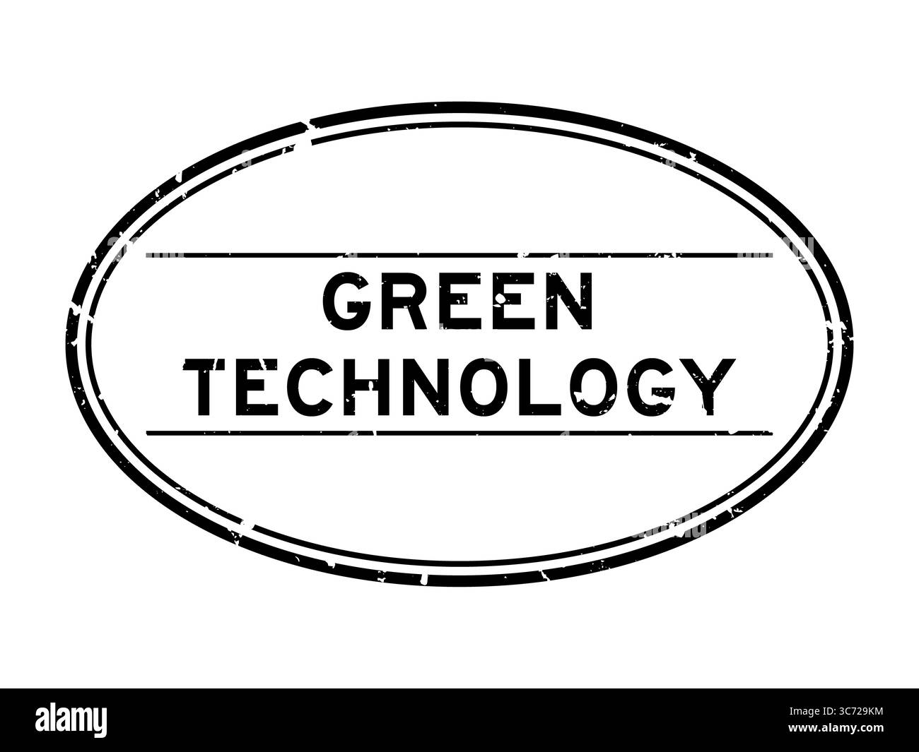 Grunge schwarz-grüne Technologie Wort ovaler Gummisiegelstempel auf weißem Hintergrund Stockfoto