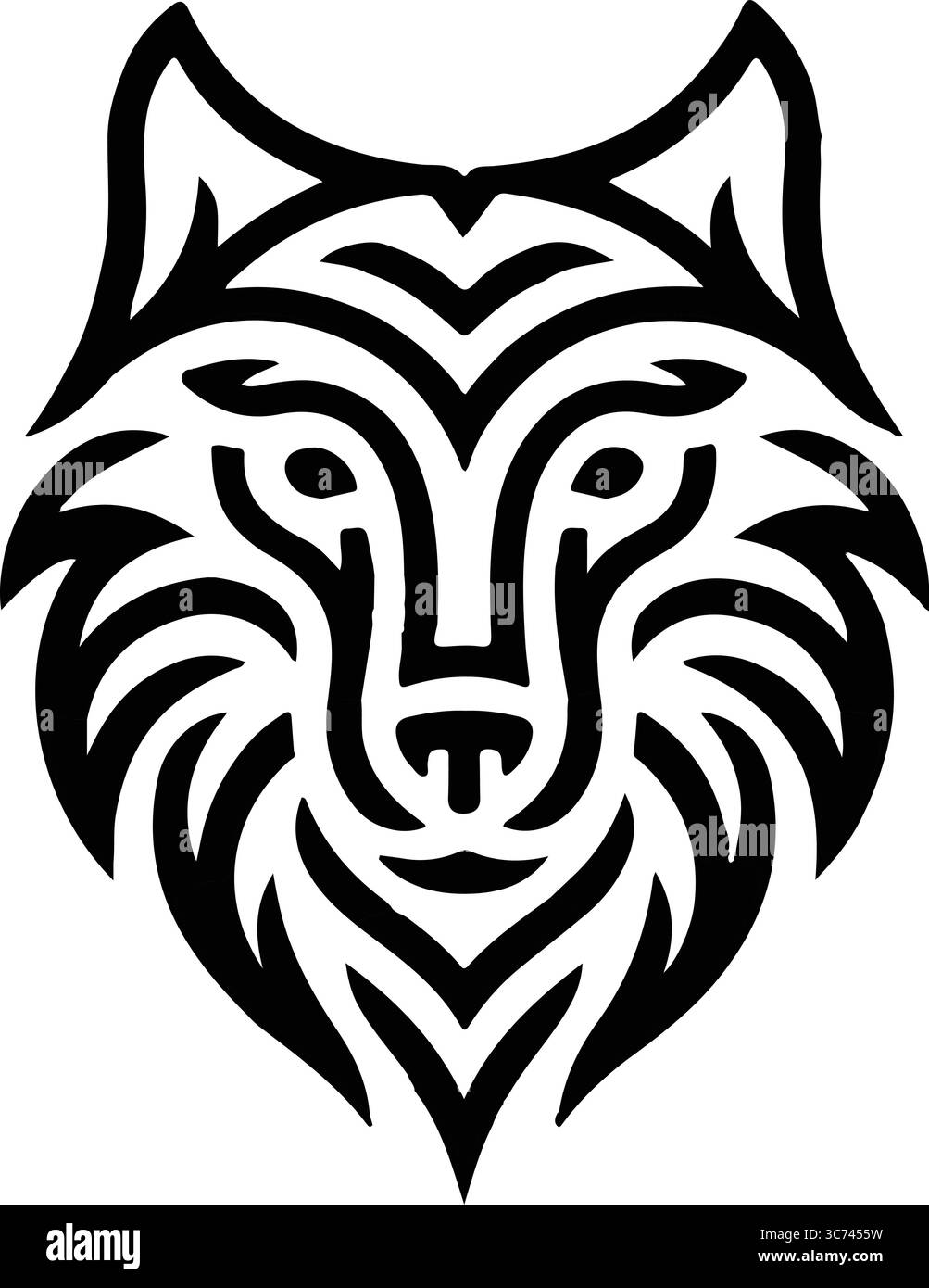Ein Logo-Design mit einem stilisierten WOLF-Kopf Stock Vektor