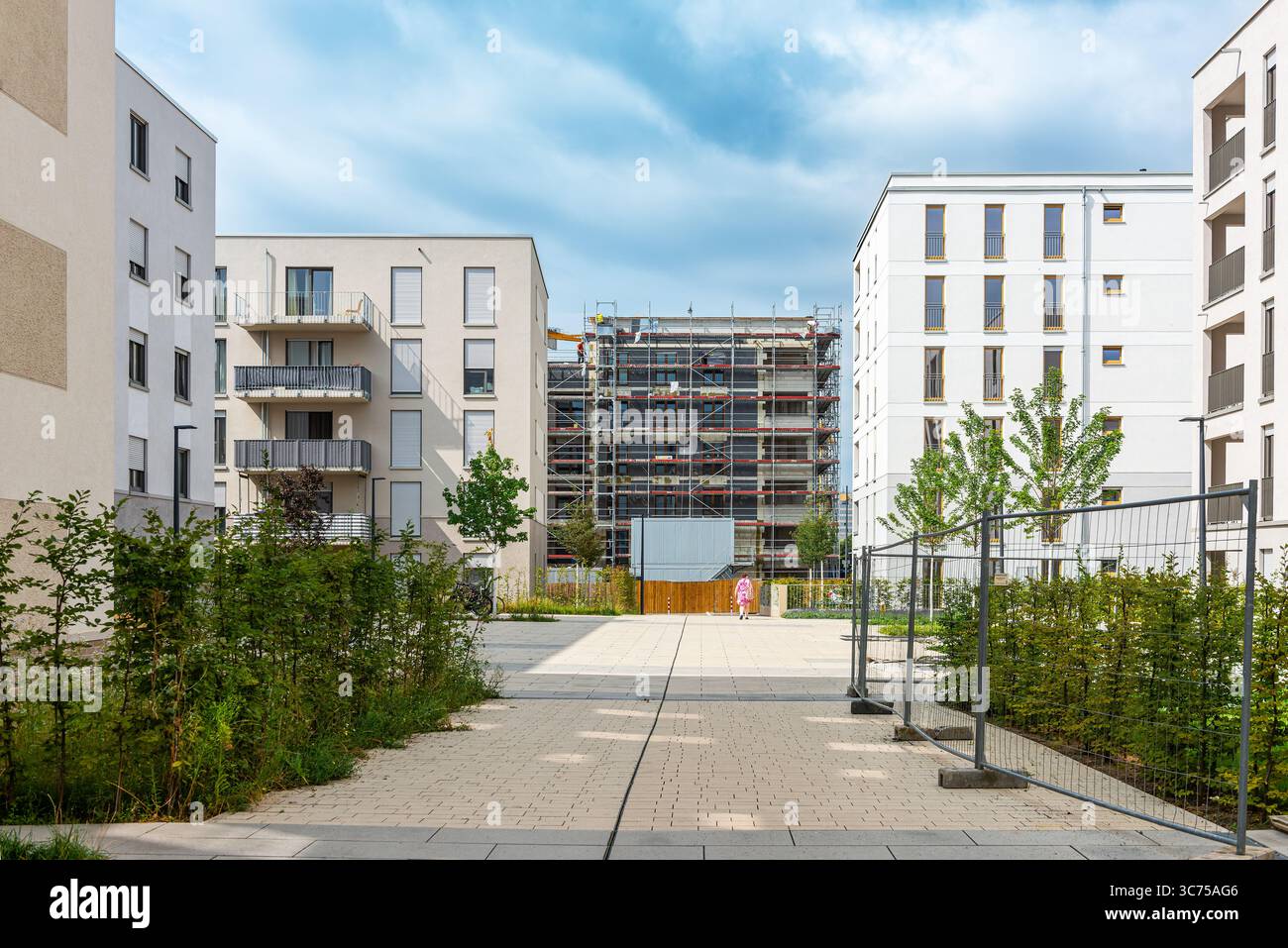 Gebäude im neuen Wohngebiet in Frankfurt-Bockenheim, Hessen Stockfoto