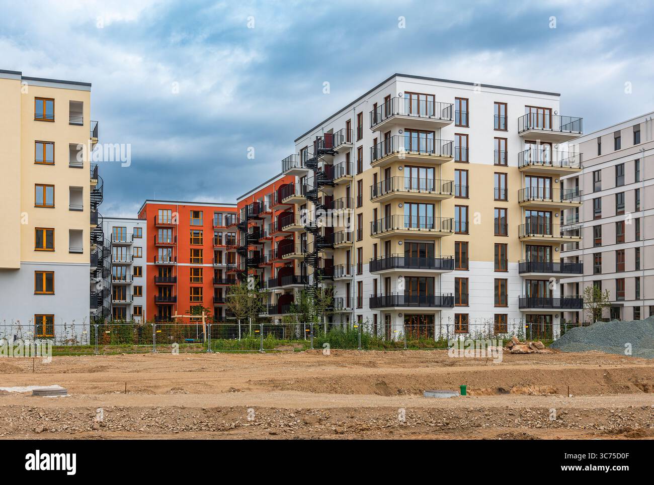 Gebäude im neuen Wohngebiet in Frankfurt-Bockenheim, Hessen Stockfoto