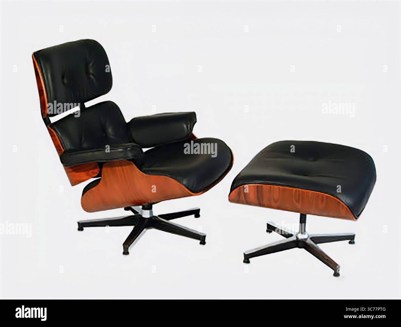 Eames Stuhl. Lounge Chair und Ottoman von Charles Eames, 1955 Stockfoto
