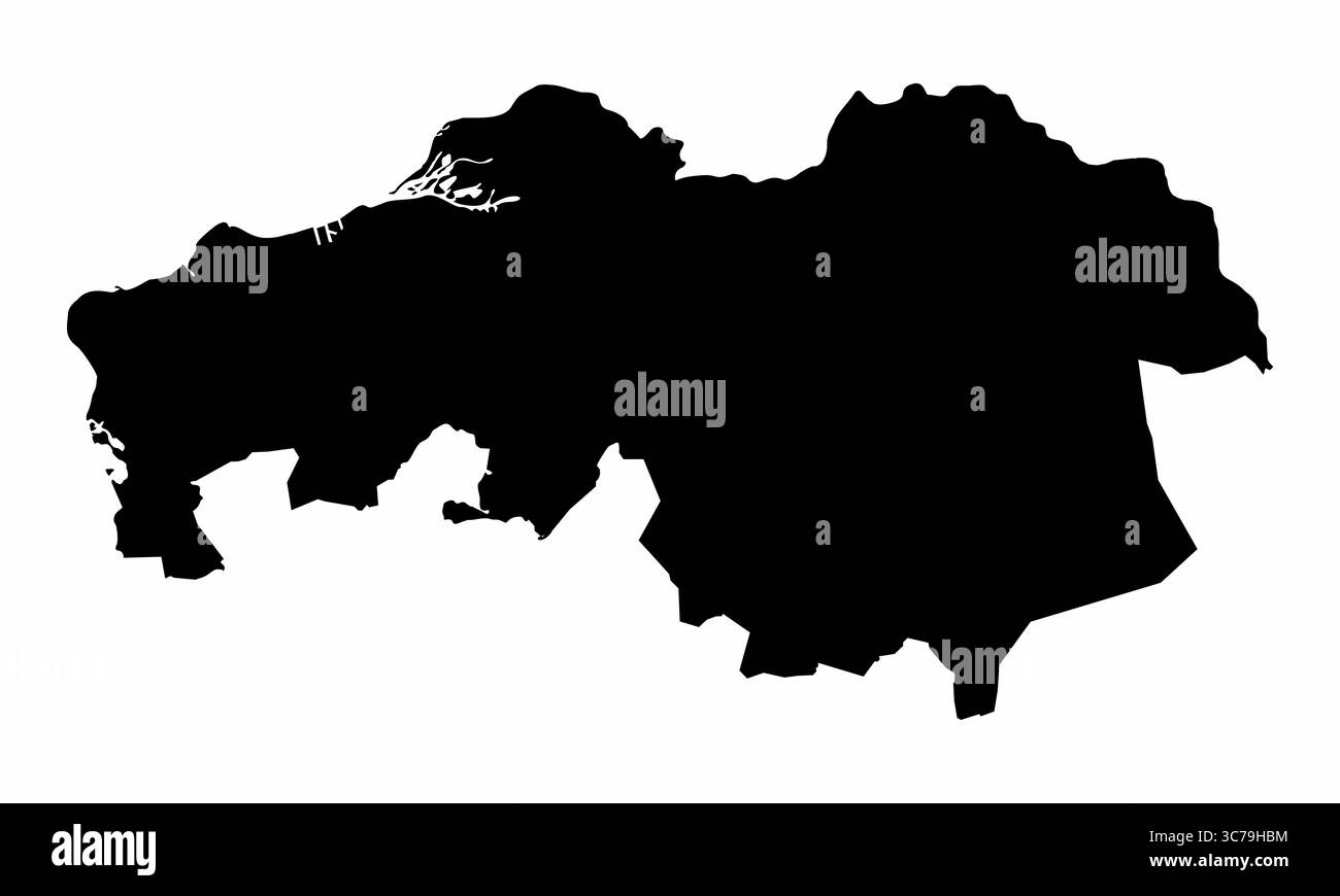 Nord-Brabant, Niederlande. Silhouettenkarte isoliert auf weißem Hintergrund. Stock Vektor