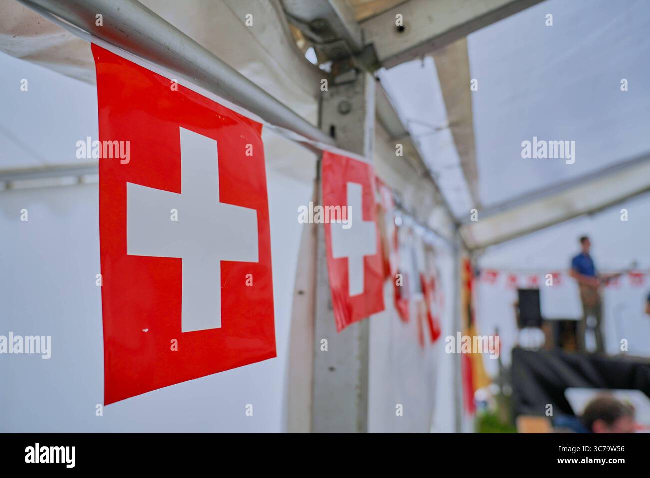 01.08.2025, 1.-August-Feier mit Festredner Werner Salzmann in Boltigen Schweiz Boltigen Alp Schüpfe Bern Schweiz *** 01 08 2025, 1. August-Feier mit Festredner Werner Salzmann in Boltigen Schweiz Boltigen Alp Schüpfe Bern Schweiz Stockfoto