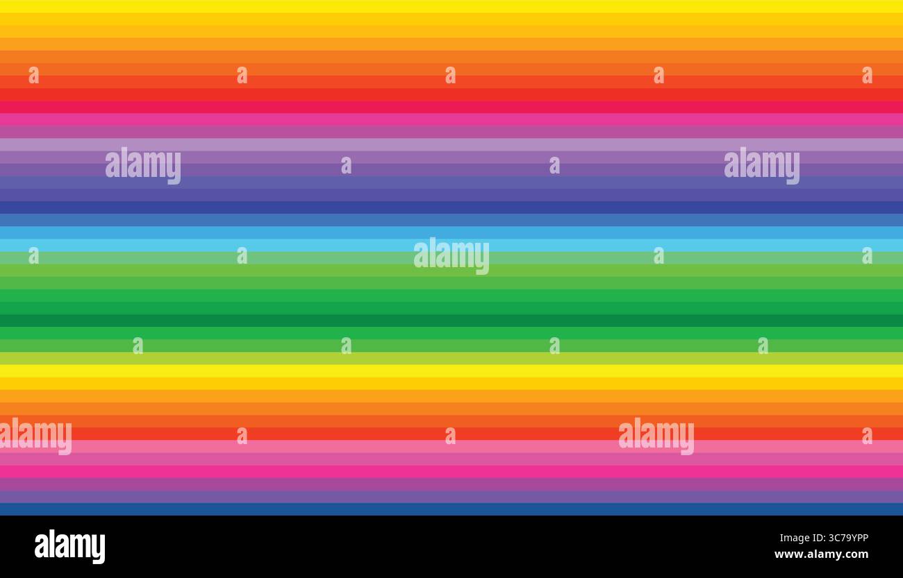 Leuchtende Regenbogenmuster in auffälligen, mehrfarbigen Farbtönen. Einfaches horizontales Layout mit weichen Übergängen, perfekt zum Einwickeln, Hintergründen oder Spielen Stock Vektor
