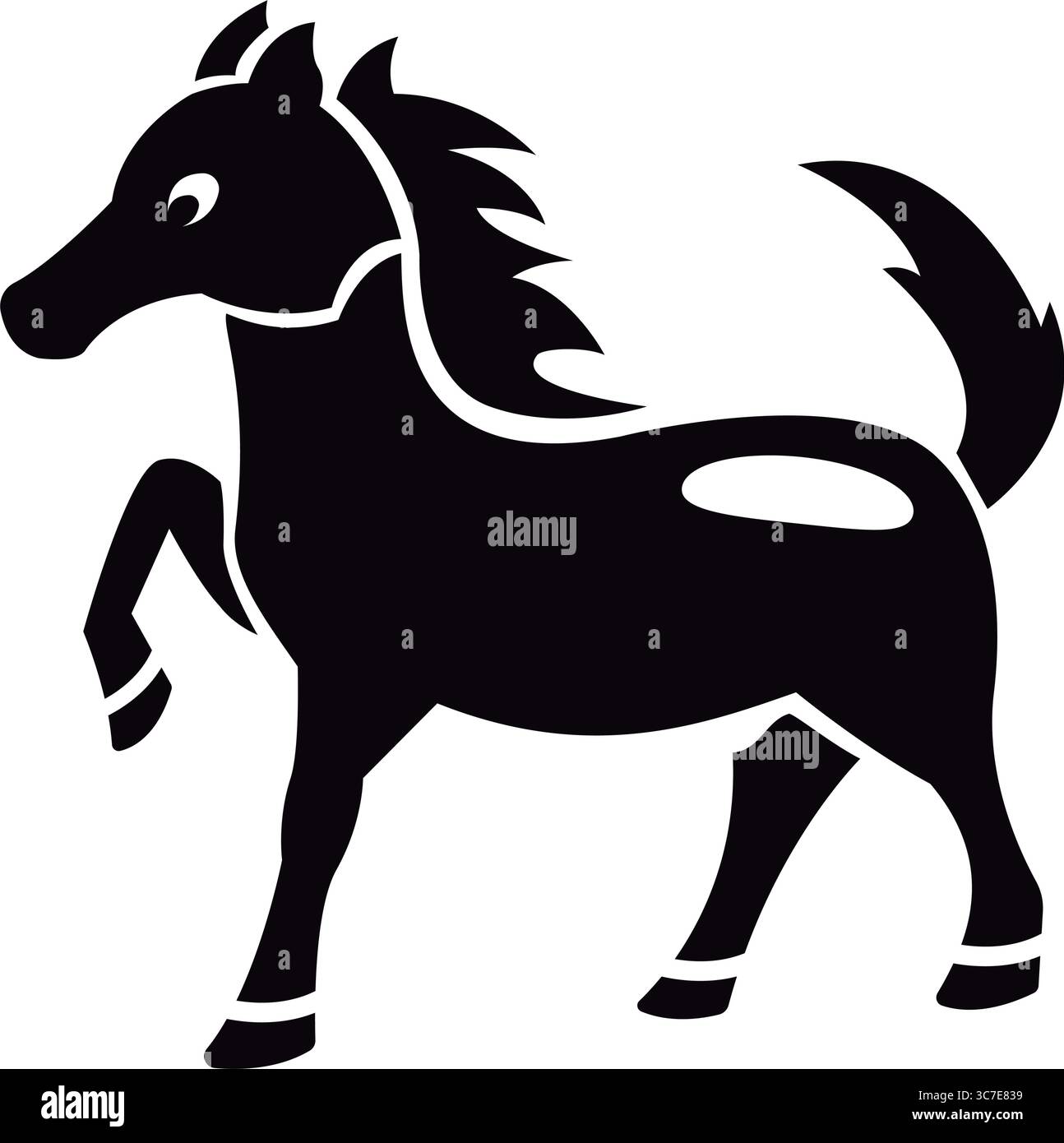 Stilisiertes schwarzes Pferd. Vektor Stock Vektor