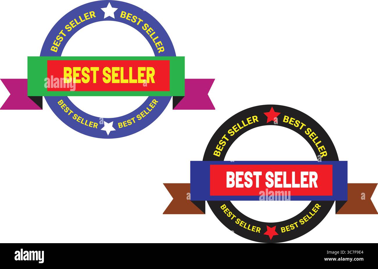 Bunte runde Siegelabzeichen im Vektorformat für Produktranking-Highlights und E-Commerce-Marketing-Banner-Vorlage Stock Vektor