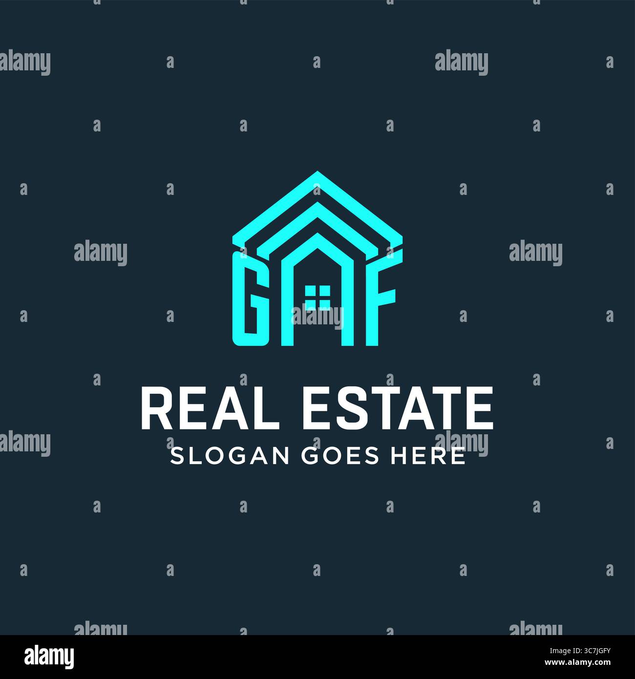 Initial Letter GF Dach Logo Immobilien mit kreativen und modernen Logo Stil Vektor Grafik Vektor Grafik Stock Vektor