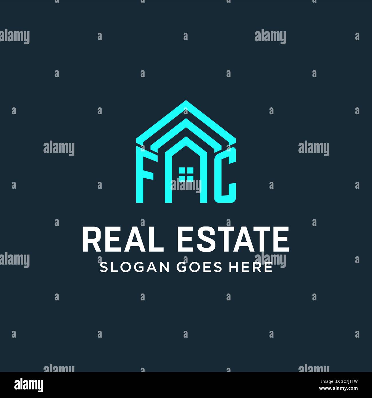 Anfangsbuchstabe FC Dachlogo Immobilien mit kreativer und moderner Logo Stil Vektor Grafik Vektor Grafik Stock Vektor