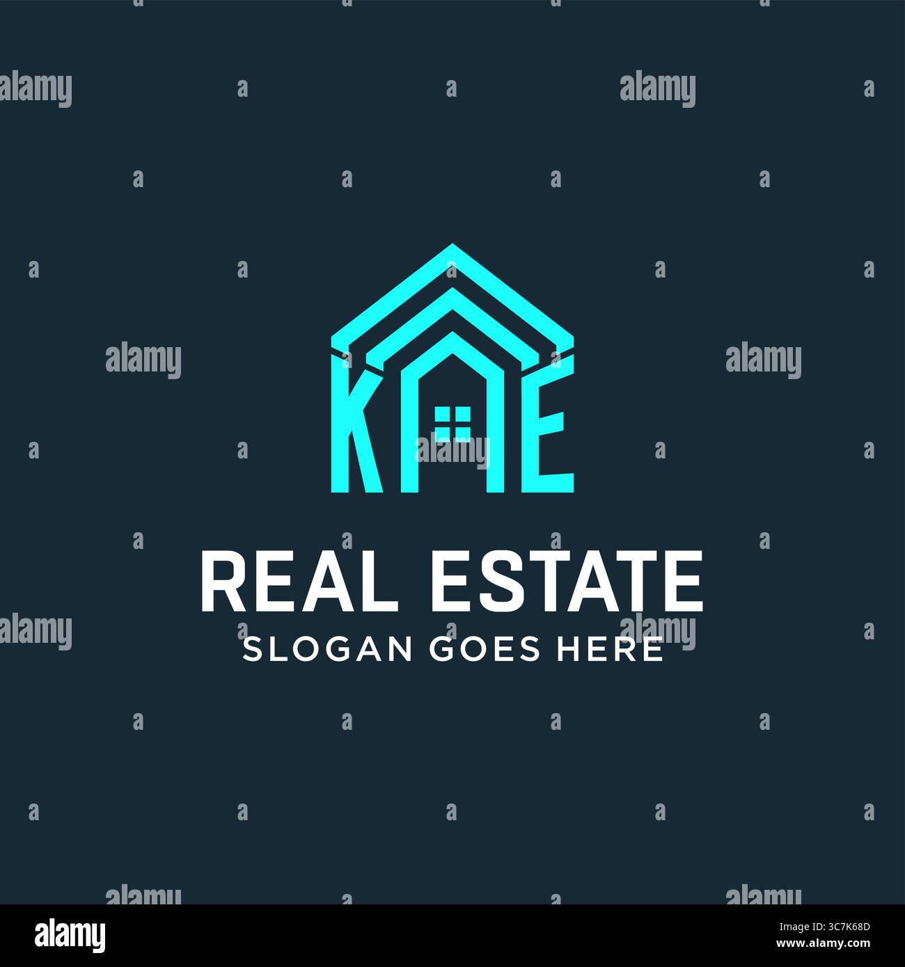 Initial Letter KE Dach Logo Immobilien mit kreativen und modernen Logo Stil Vektor Grafik Vektor Grafik Stock Vektor