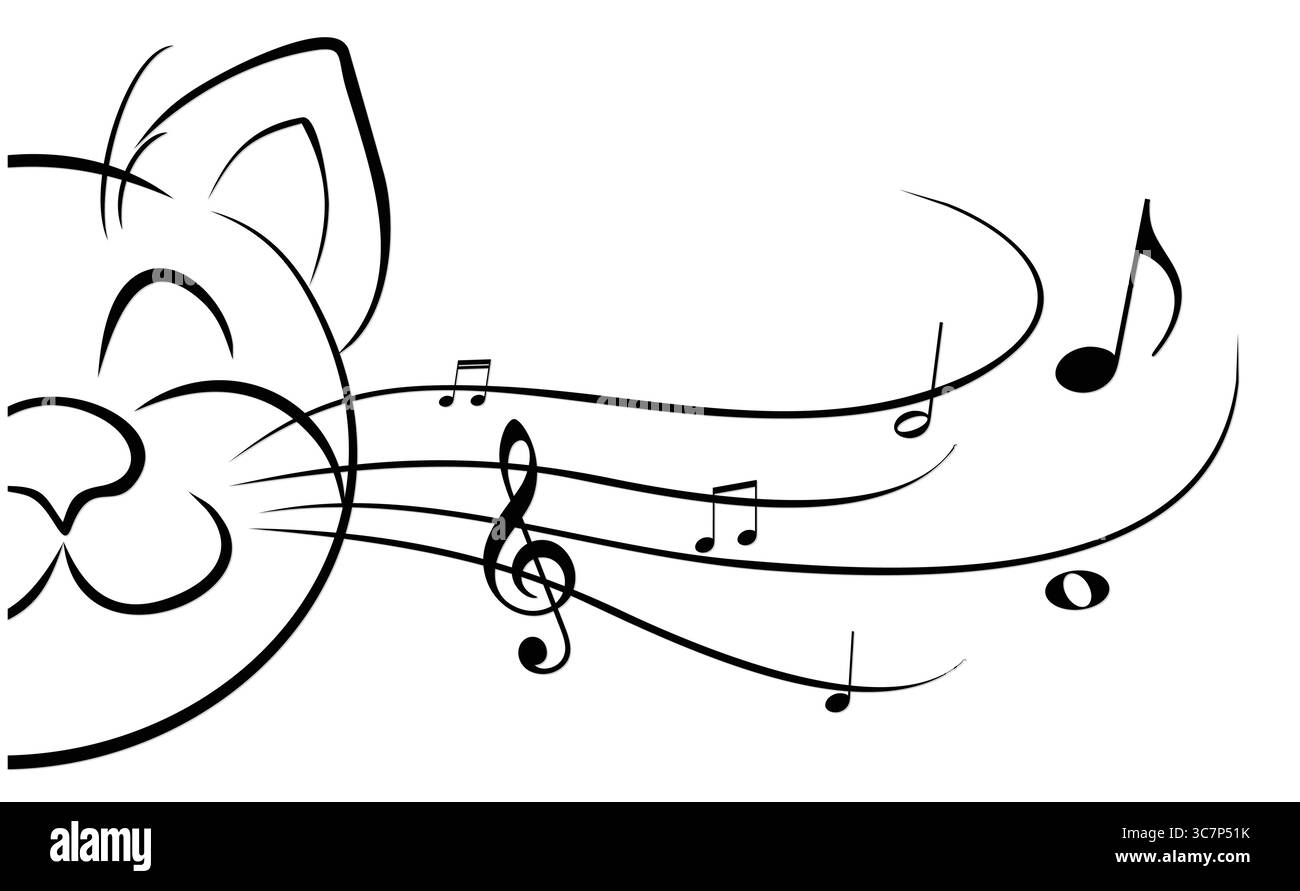Symbol der Katze mit Musiknoten. Stock Vektor