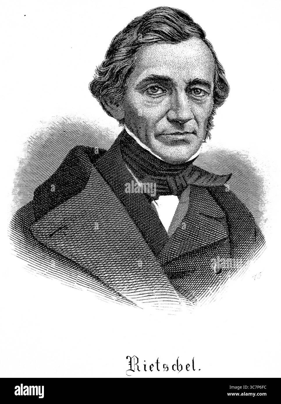 Porträt von Ernst Friedrich August Rietschel (1804-1861) Halstuch, Mantel, Bildhauer des Spätklassizismus, Akademieprofessor Dresden, Königreich Sachsen Stockfoto