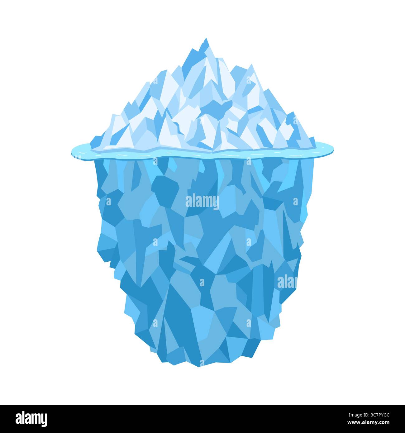 Großer Eisberg mit Unterwasserteil. Vektorillustration isoliert auf weißem Hintergrund Stock Vektor
