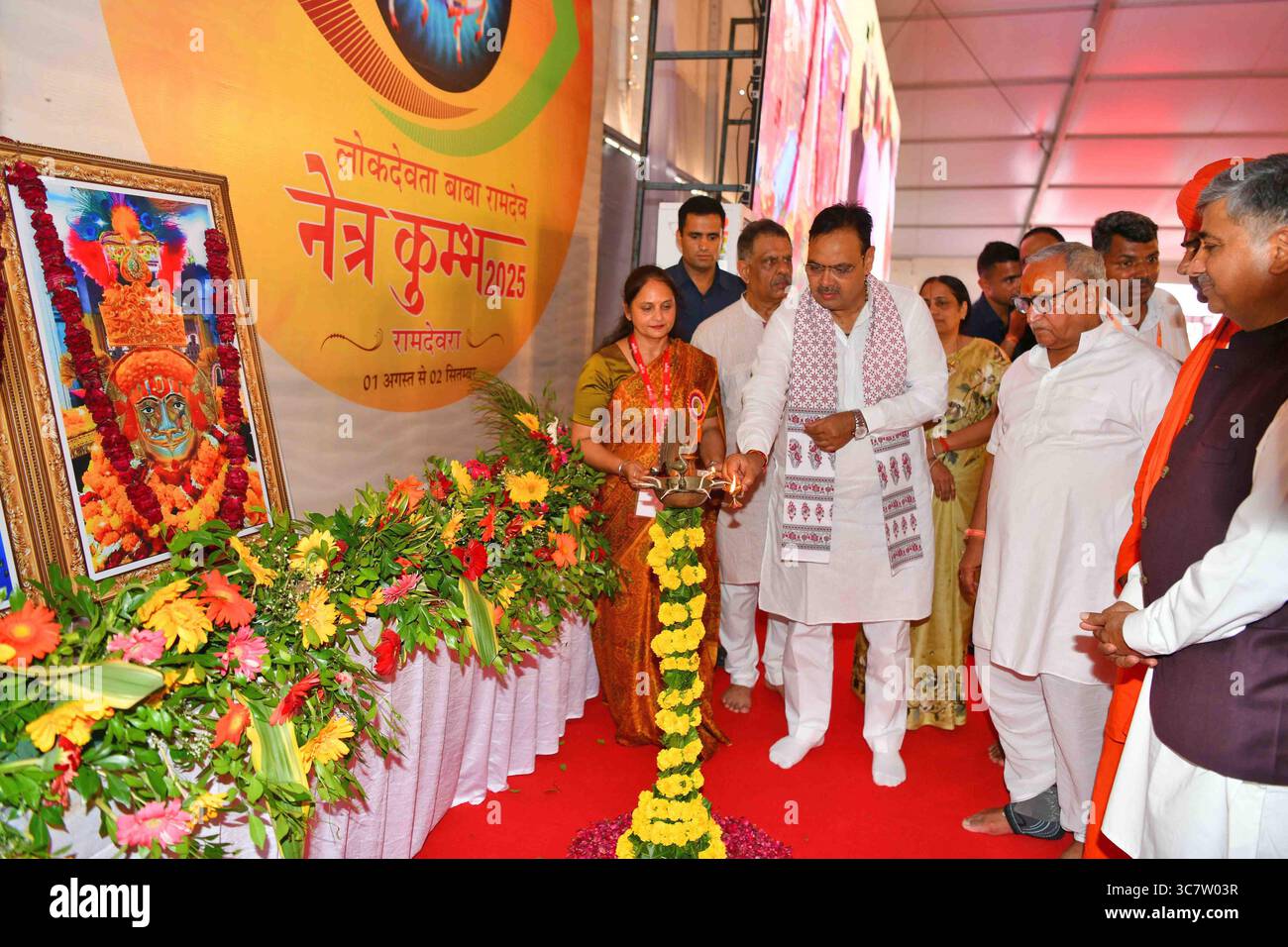 Jaisalmer, Indien, 31. Juli 2025: Rajasthan-Ministerpräsident Bhajanlal Sharma weiht das monatelange „Netra Kumbh 2025“ (Mega Eye Camp) in Ramdevra in Jaisalmer ein. Quelle: Sumit Saraswat / Alamy Live News Stockfoto
