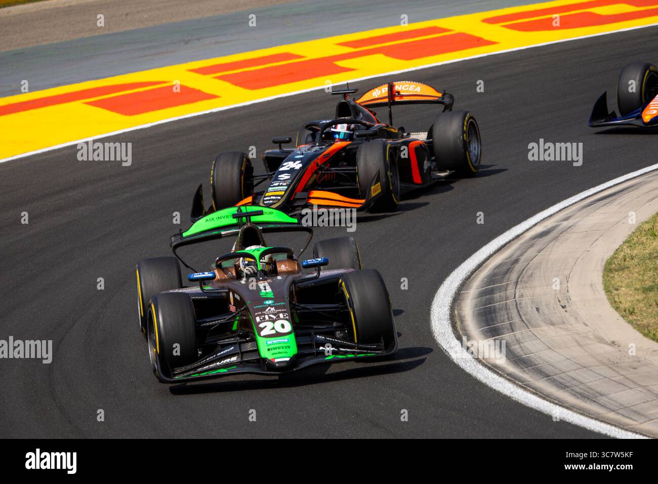20 DURKSEN Joshua (Par), AIX Racing, Dallara F2 2024, Aktion während der 10. Runde der FIA Formel 2 Meisterschaft 2025 vom 1. Bis 3. August 2025 auf dem Hungaroring, in Mogyorod, Ungarn - Foto Julien Delfosse / DPPI Stockfoto