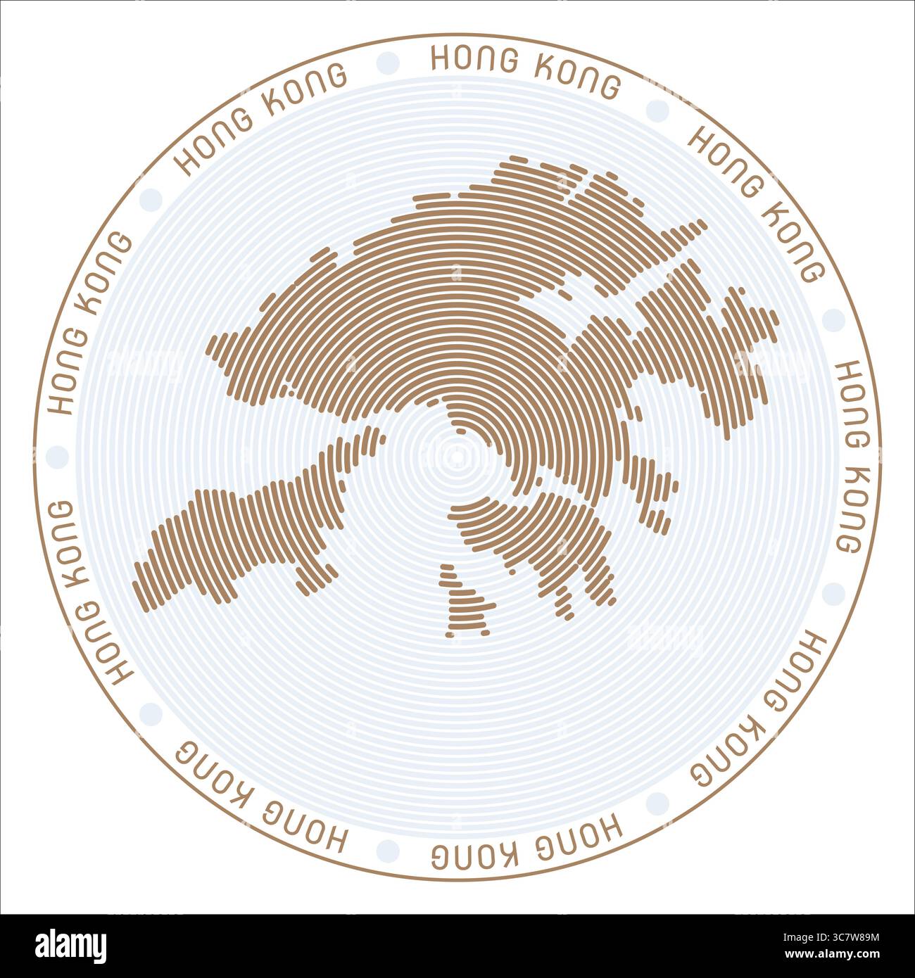 Rundes Logo in Hongkong. Ländliche Form aus Ringen. Text aus Hongkong im ganzen Land. Vektorabbildung. Stock Vektor