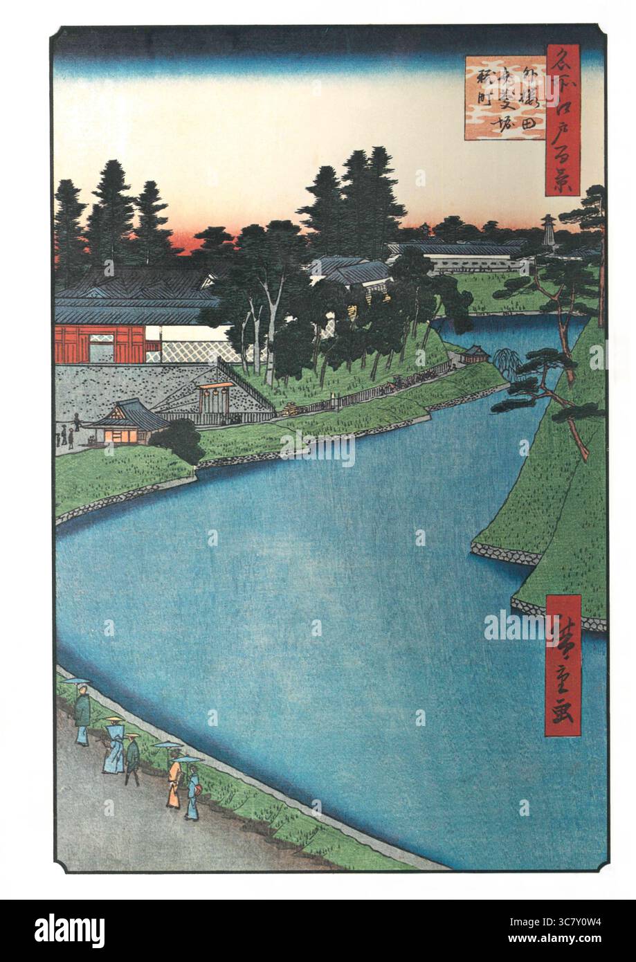 Hundert berühmte Ausblicke auf Edo von Utagawa Hiroshige - 1856: #67, der Benkei-Wassergraben von Soto-Sakurada nach Kojimachi Stockfoto
