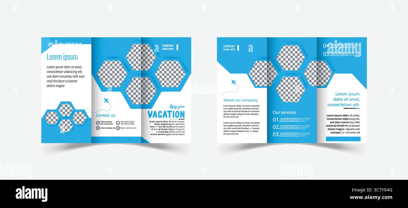Layout Der Dreifach Gefalteten Broschüre Für Reisebüros Stock Vektor
