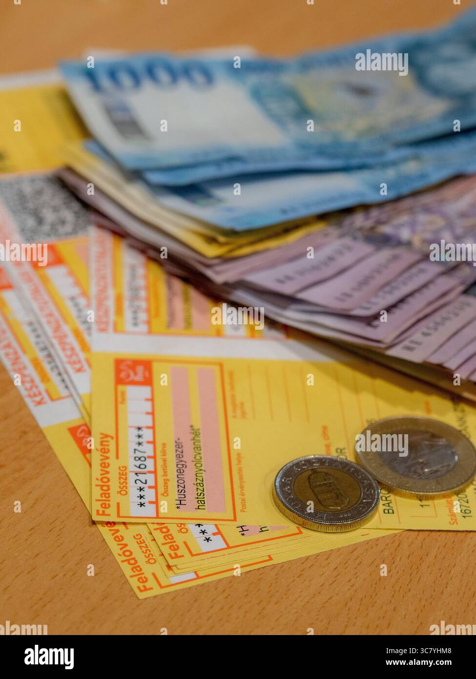 ungarisches Geld und vócredit-Karte Stockfoto