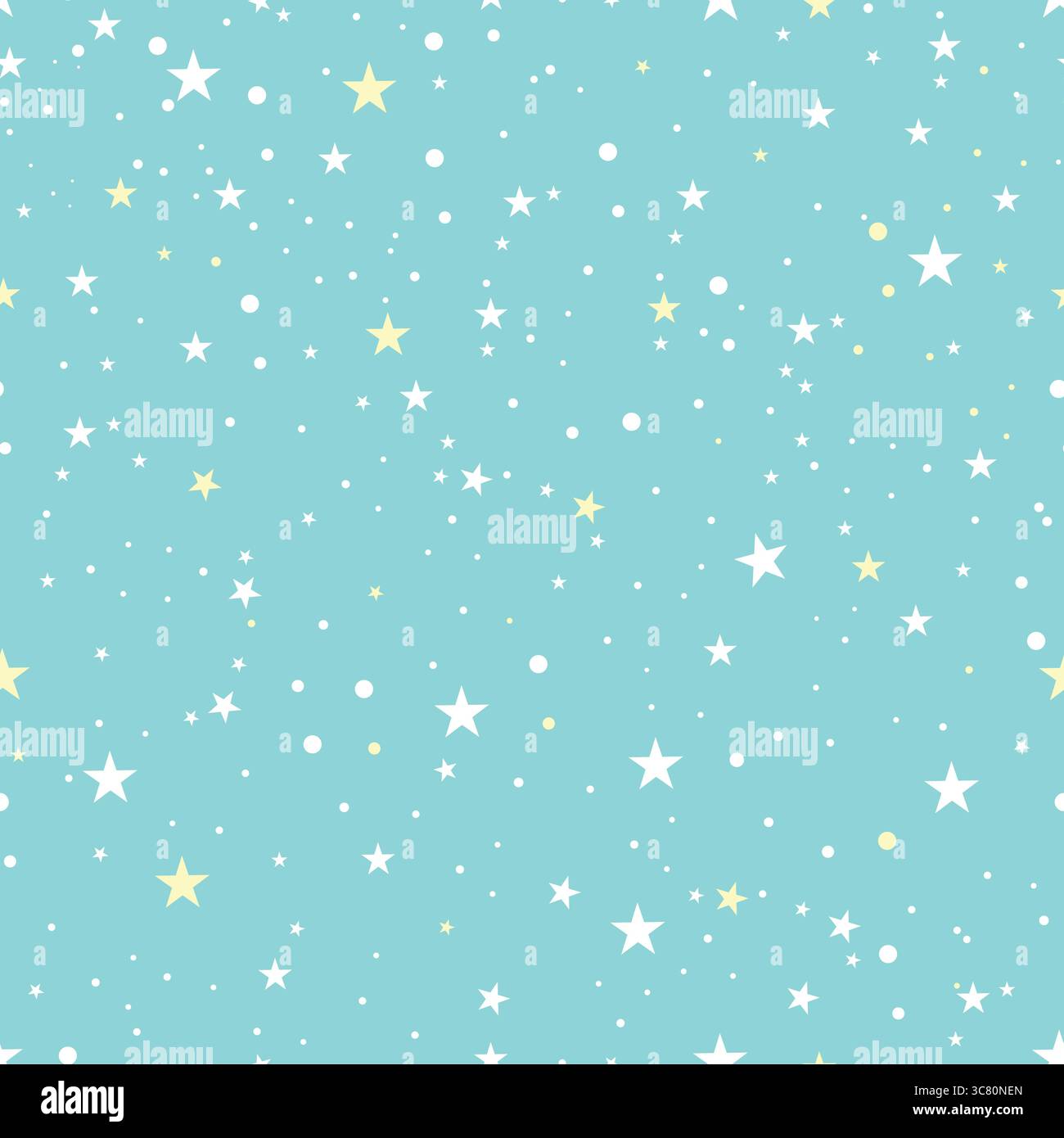 Nahtlose weiße gelbe Sterne mit hellblauem Hintergrund Stock Vektor