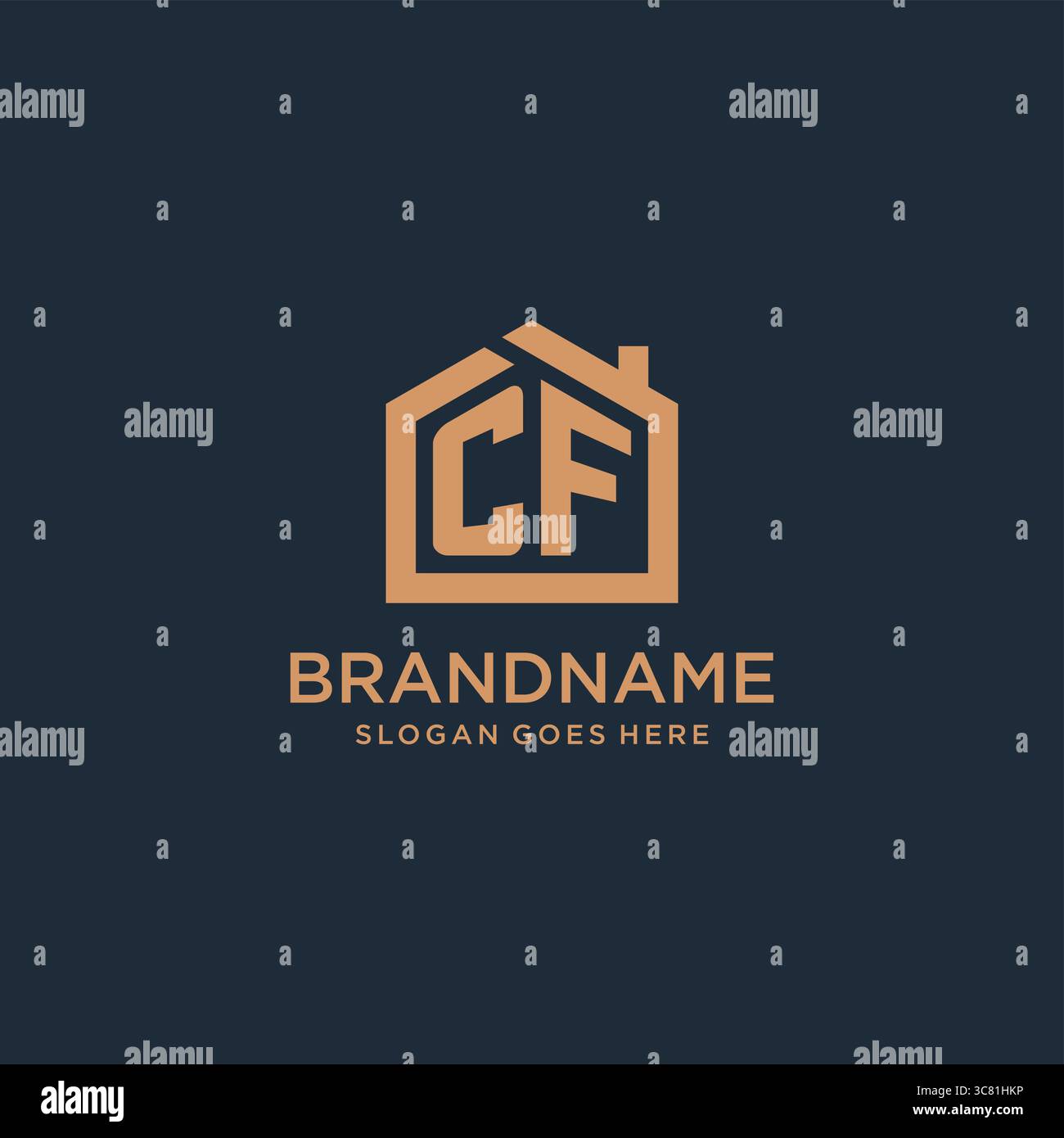 Ursprüngliches CF-Logo mit minimalistischem Design im Design eines Icons in Homeform Stock Vektor