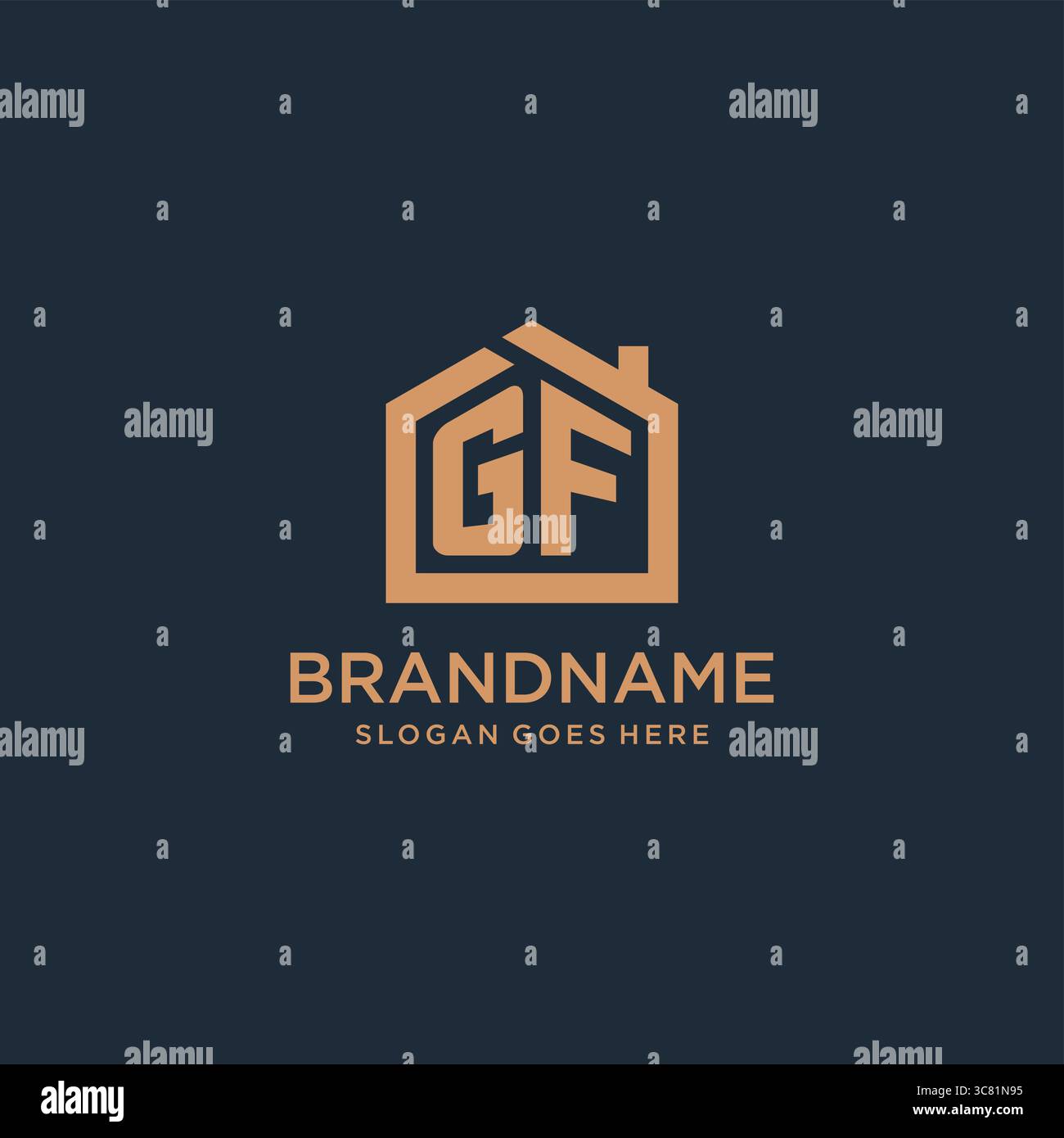 Anfangsbuchstabe GF-Logo mit einfacher minimalistischer Vektorgrafik im Home-Shape-Design Stock Vektor