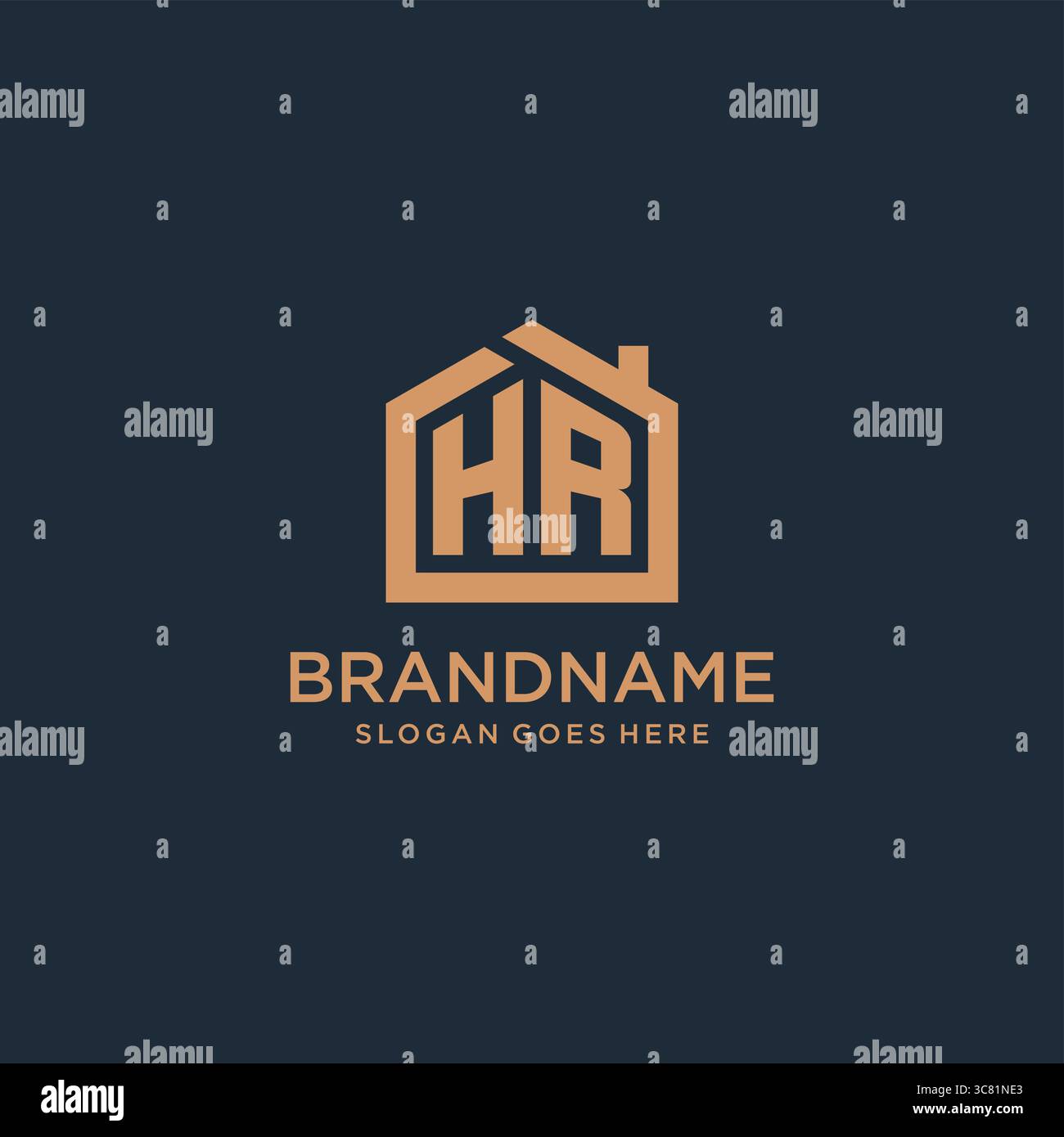 Initial Letter HR-Logo mit einfacher minimalistischer Vektorgrafik im Home Shape-Design Stock Vektor