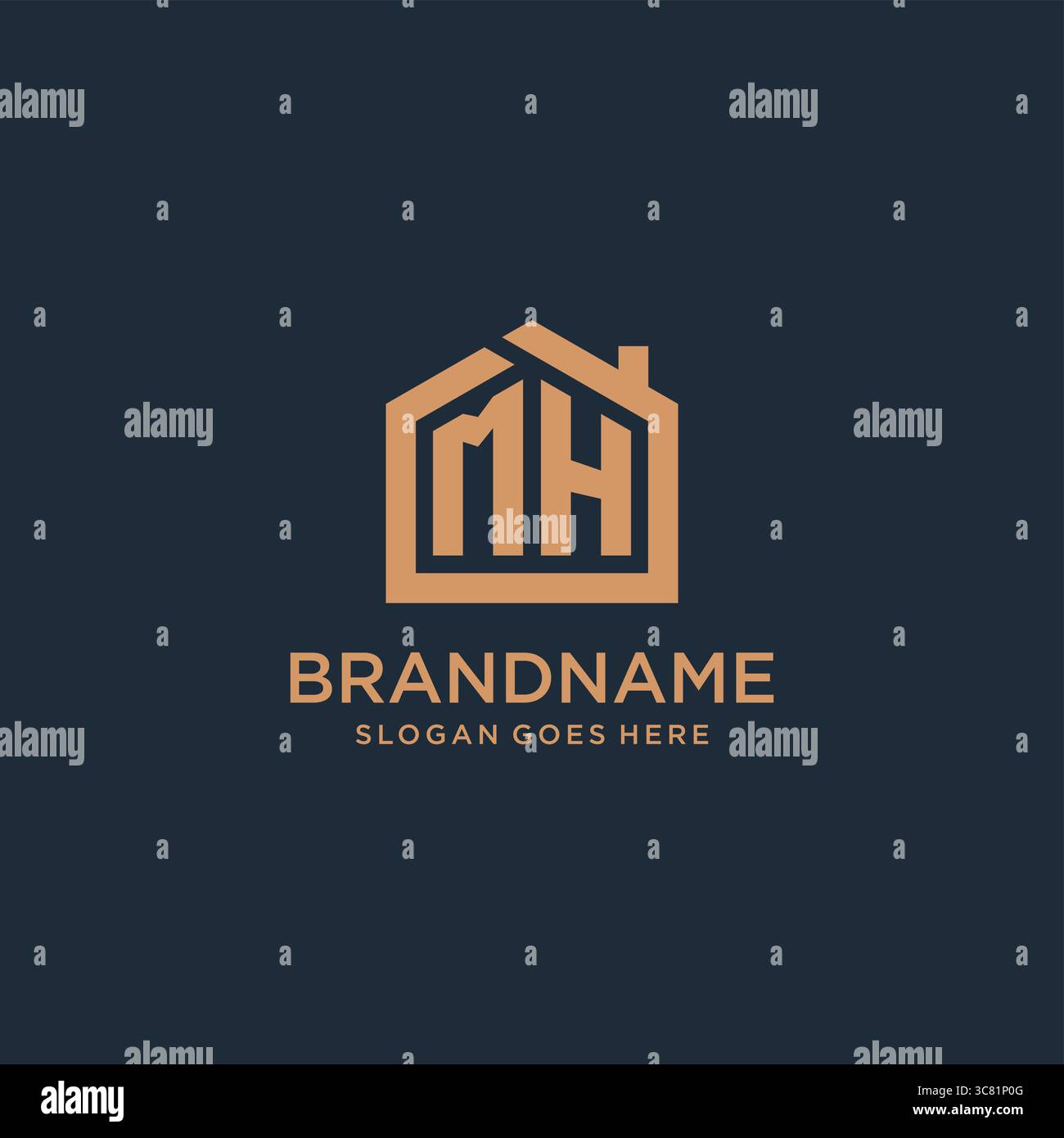 Initial Letter MH-Logo mit einfacher minimalistischer Vektorgrafik im Home Shape-Design Stock Vektor