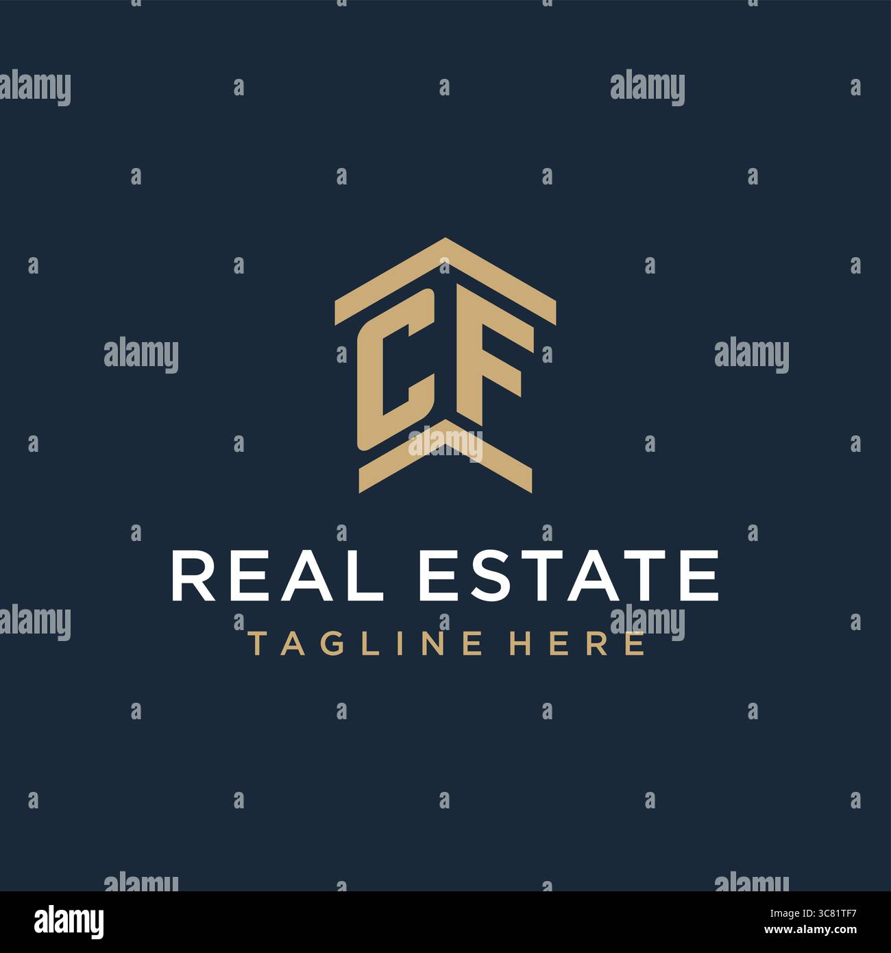 Ursprüngliches CF-Logo für Immobilien mit einfachem und kreativem Haus Dach-Symbol-Logo Design-Ideen Vektor-Grafik Vektor-Grafik Stock Vektor