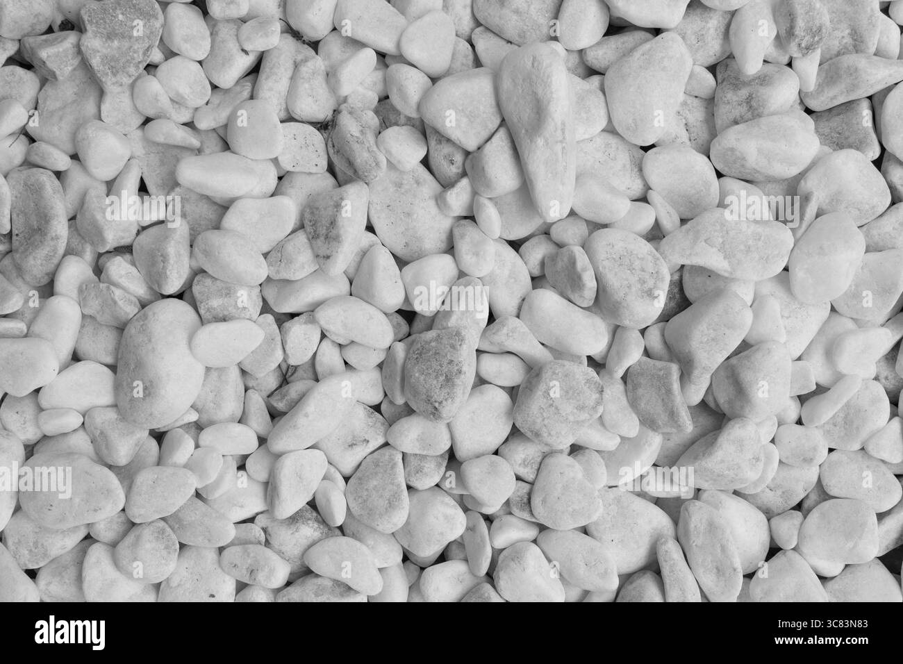 Weiße Steine Hintergrund Texturer. Weißes Steinmuster. Schwarz-weiß Stockfoto