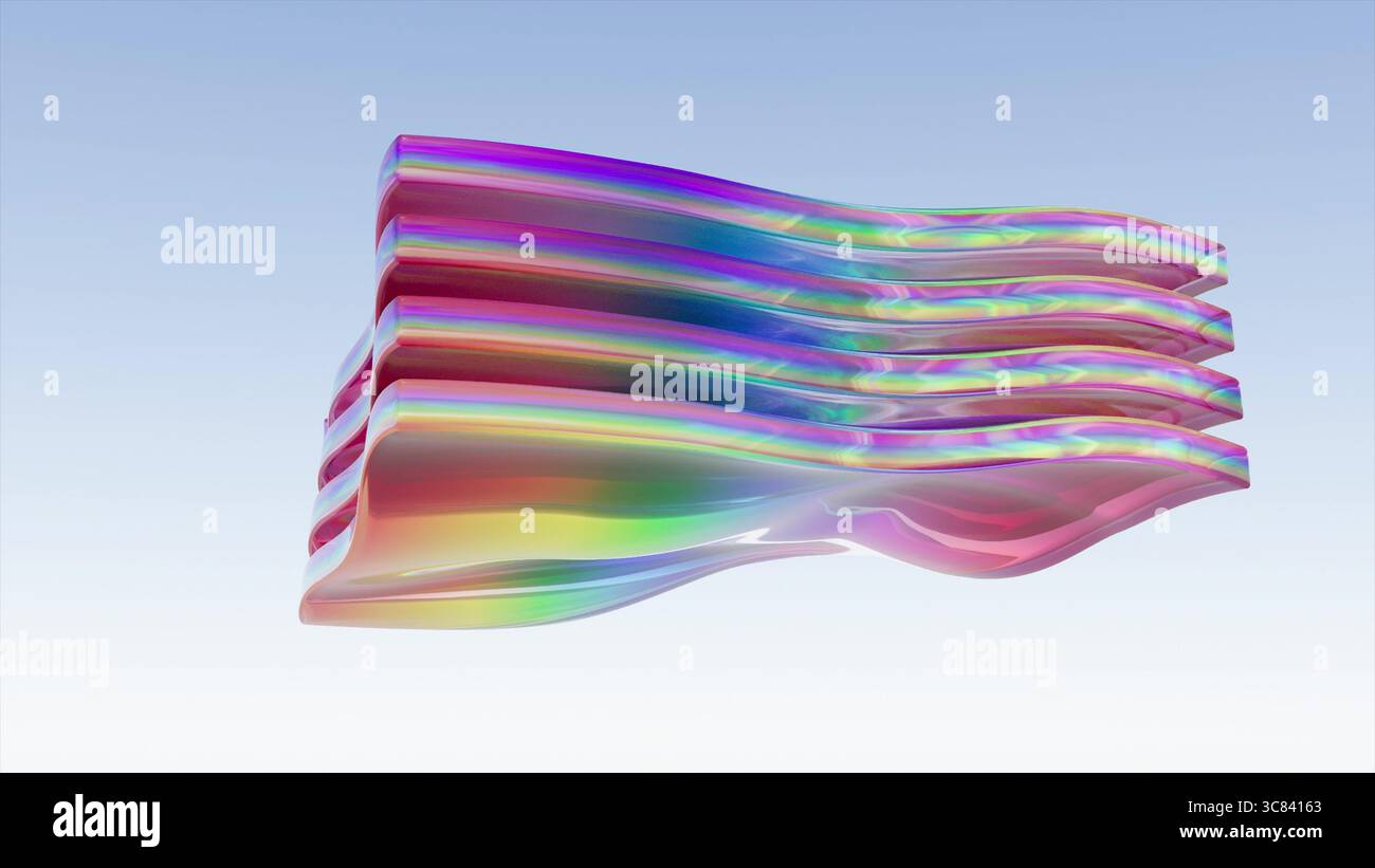 Regenbogenglasform Welle auf Sky bg 3D-Rendering Stockfoto