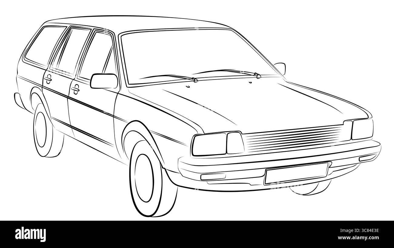 Die Skizze eines alten Personenkraftwagens. Stock Vektor