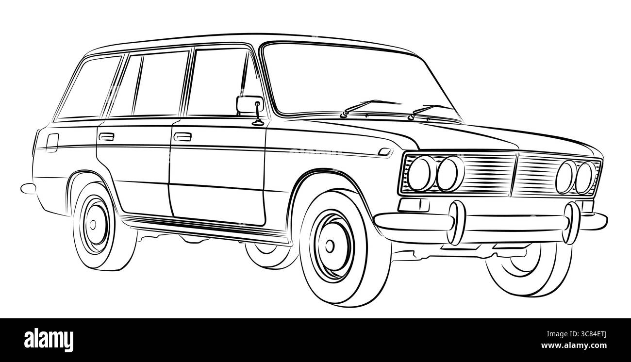 Die Skizze eines alten Personenkraftwagens. Stock Vektor