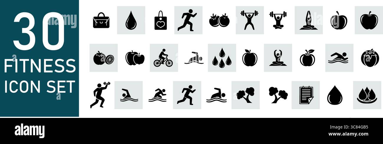 Dynamisches Fitness-Symbol-Set für gesundes Lifestyle Branding und Wellness-Promotion Stock Vektor